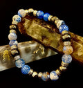 Speckled Blue & Gray Agate Hematite Bracelet XXL
