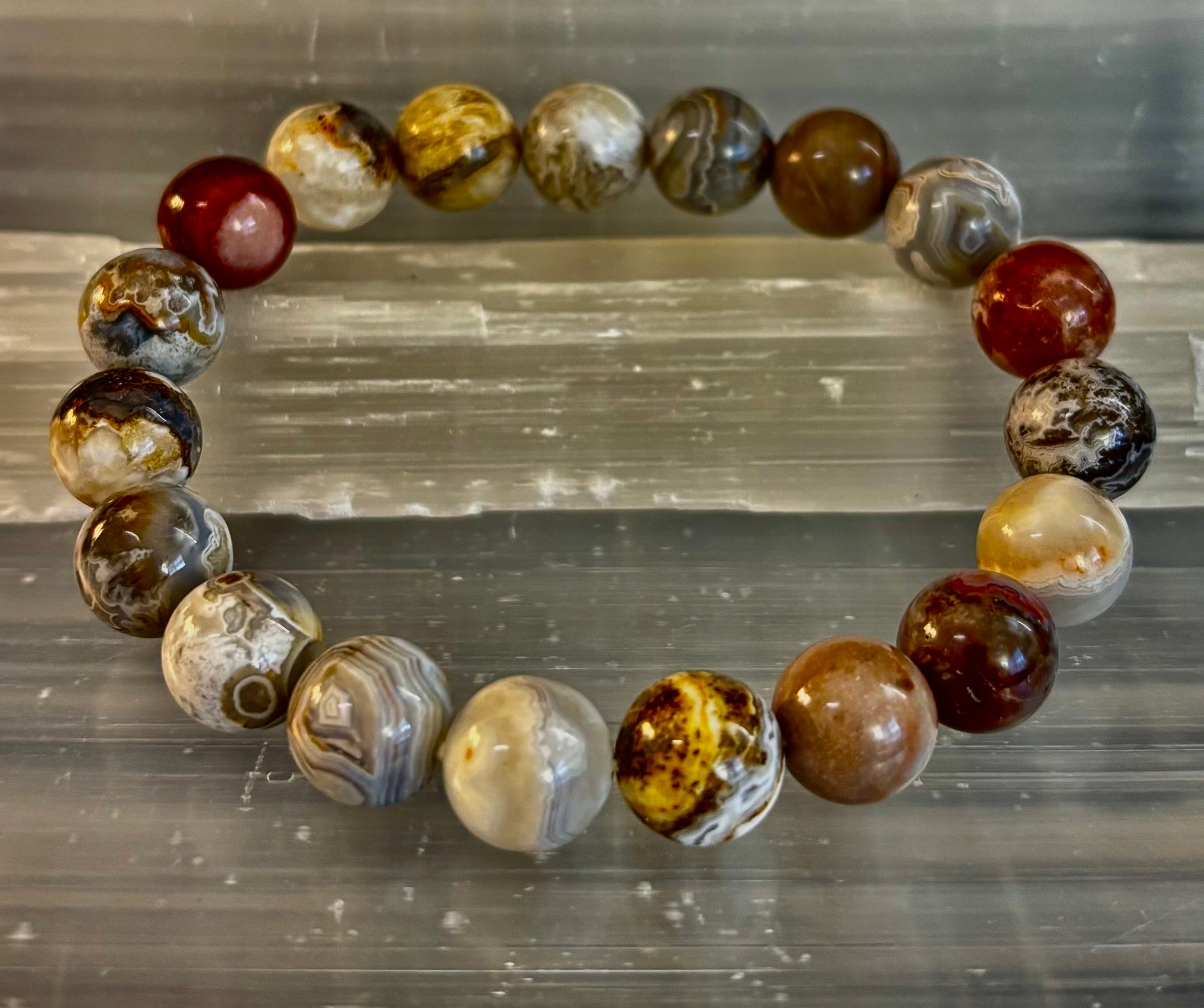 Mexican Agate Beaded Bracelet