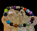 Multicolor Natural Stone Beaded Bracelet with Silver Accents