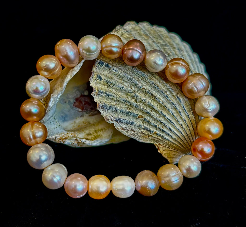 Cultured Freshwater Pearl Stretch Bracelet — Multicolor Baroque
