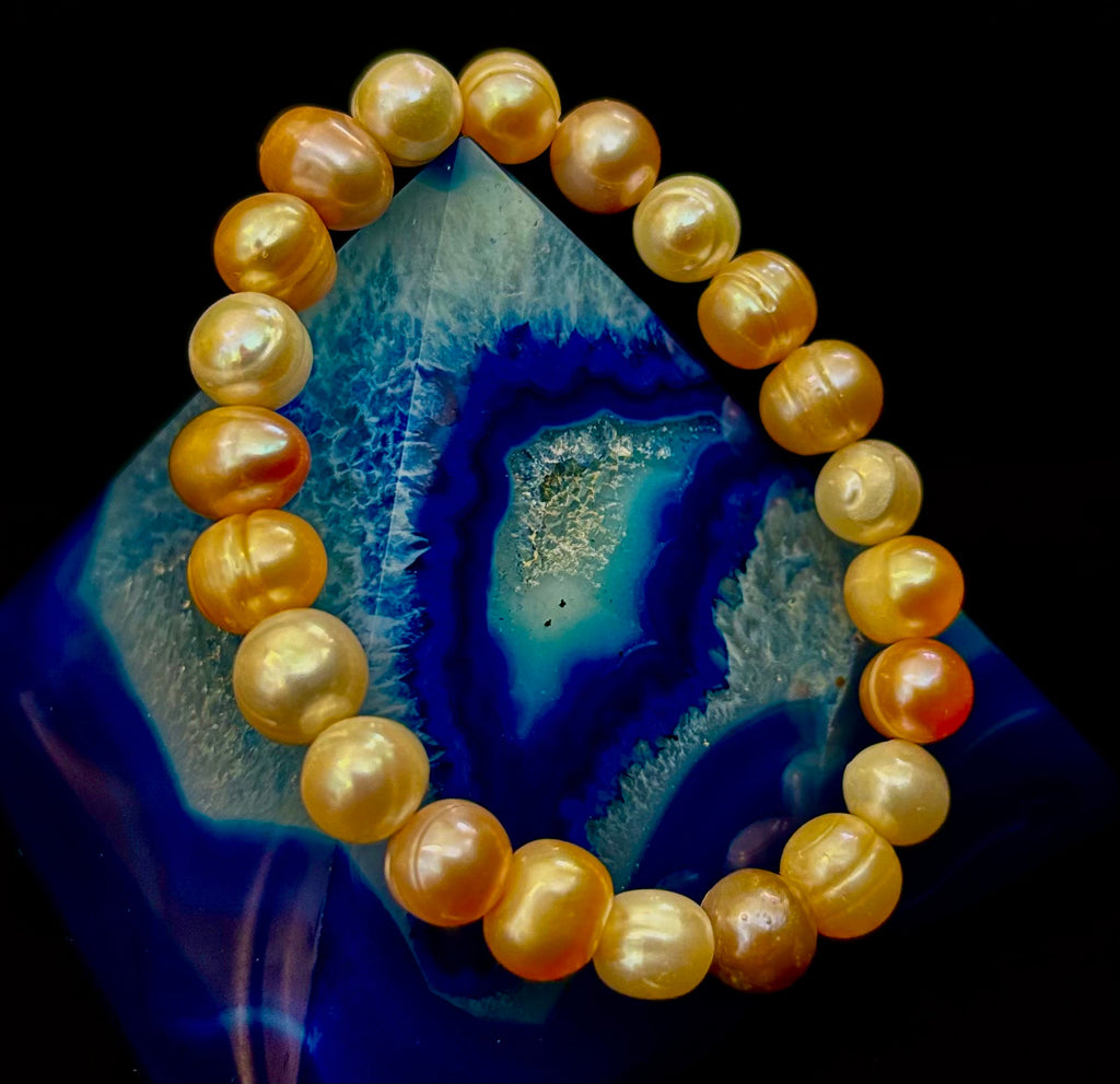 Cultured Freshwater Pearl Stretch Bracelet — Multicolor Baroque