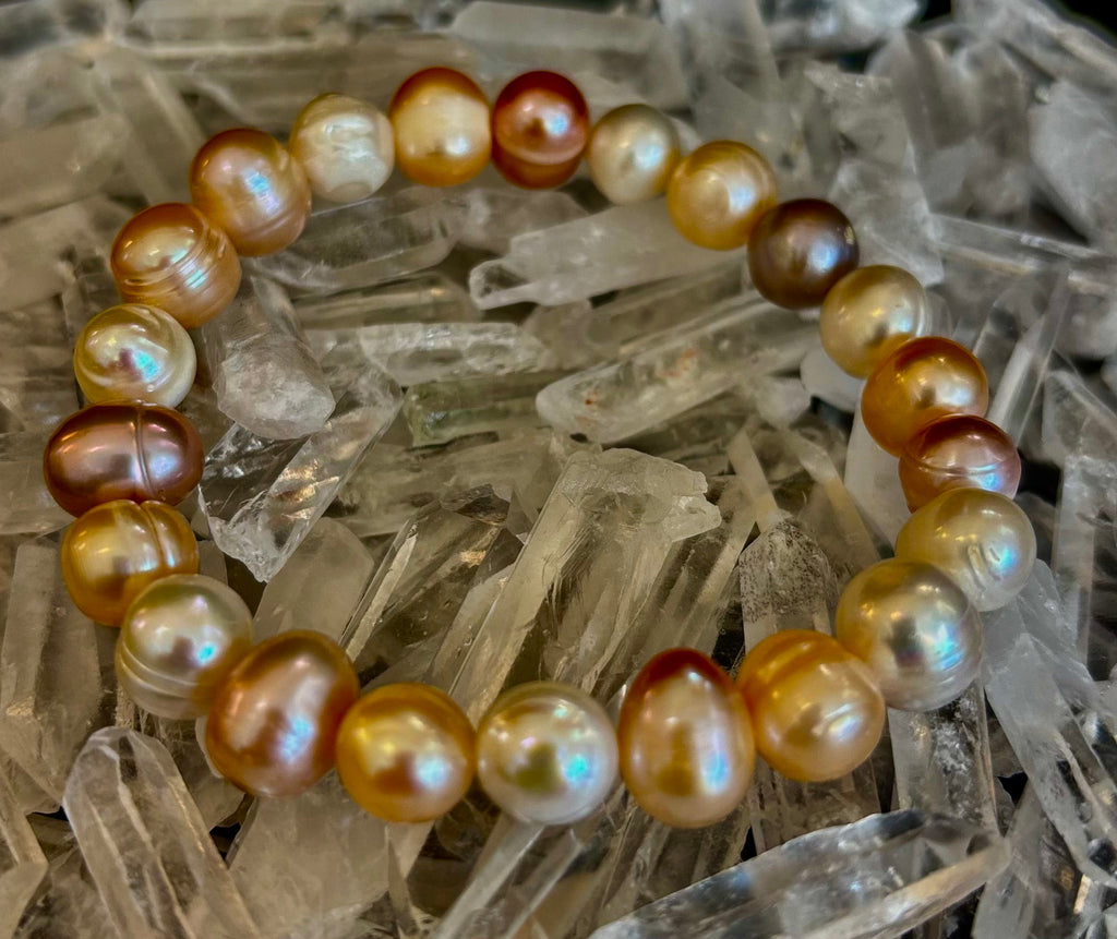 Cultured Freshwater Pearl Stretch Bracelet — Multicolor Baroque