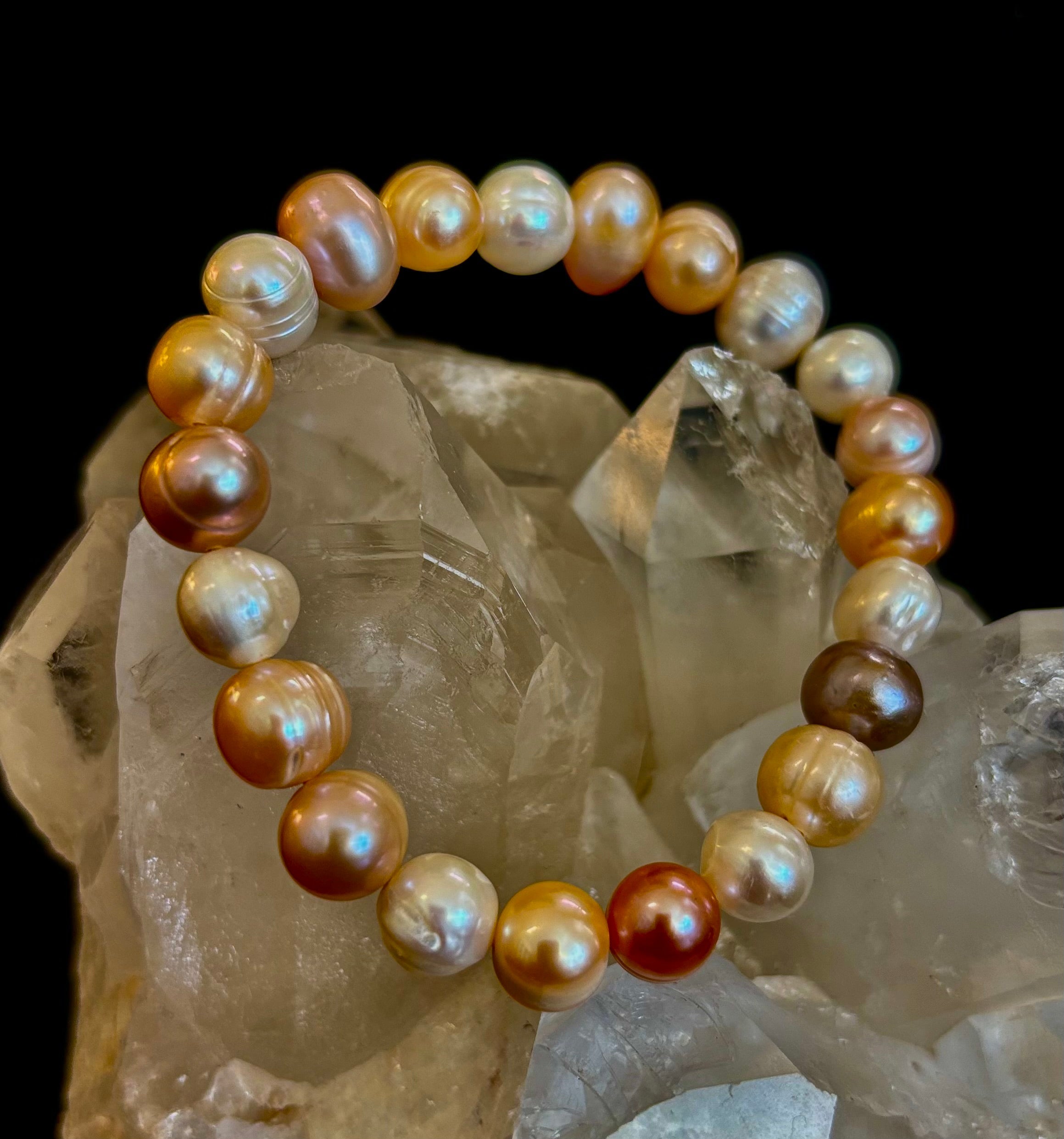 Cultured Freshwater Pearl Stretch Bracelet — Multicolor Baroque