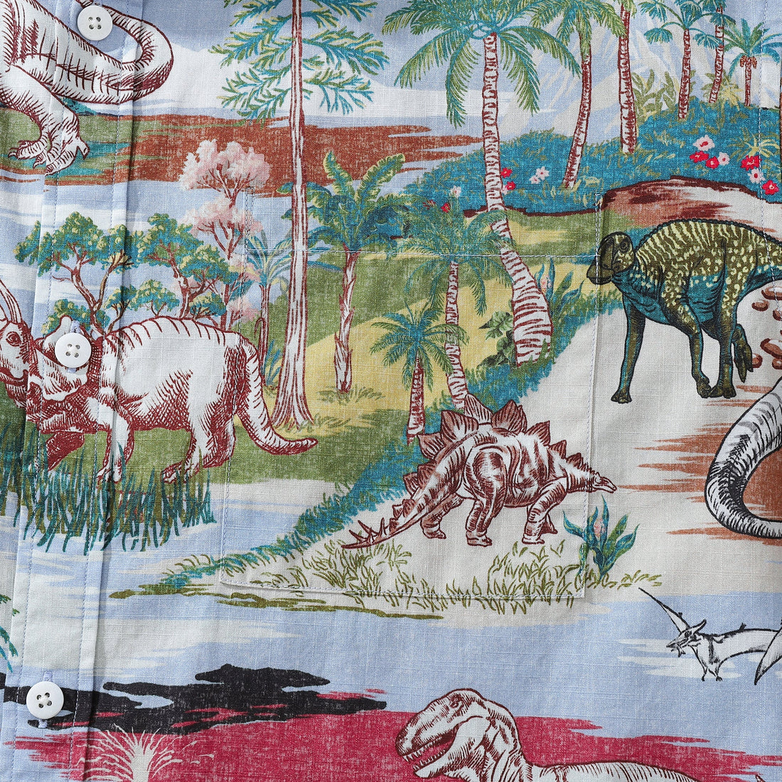 Vintage Cretaceous Dinosaur Print Men's Hawaiian Shirt