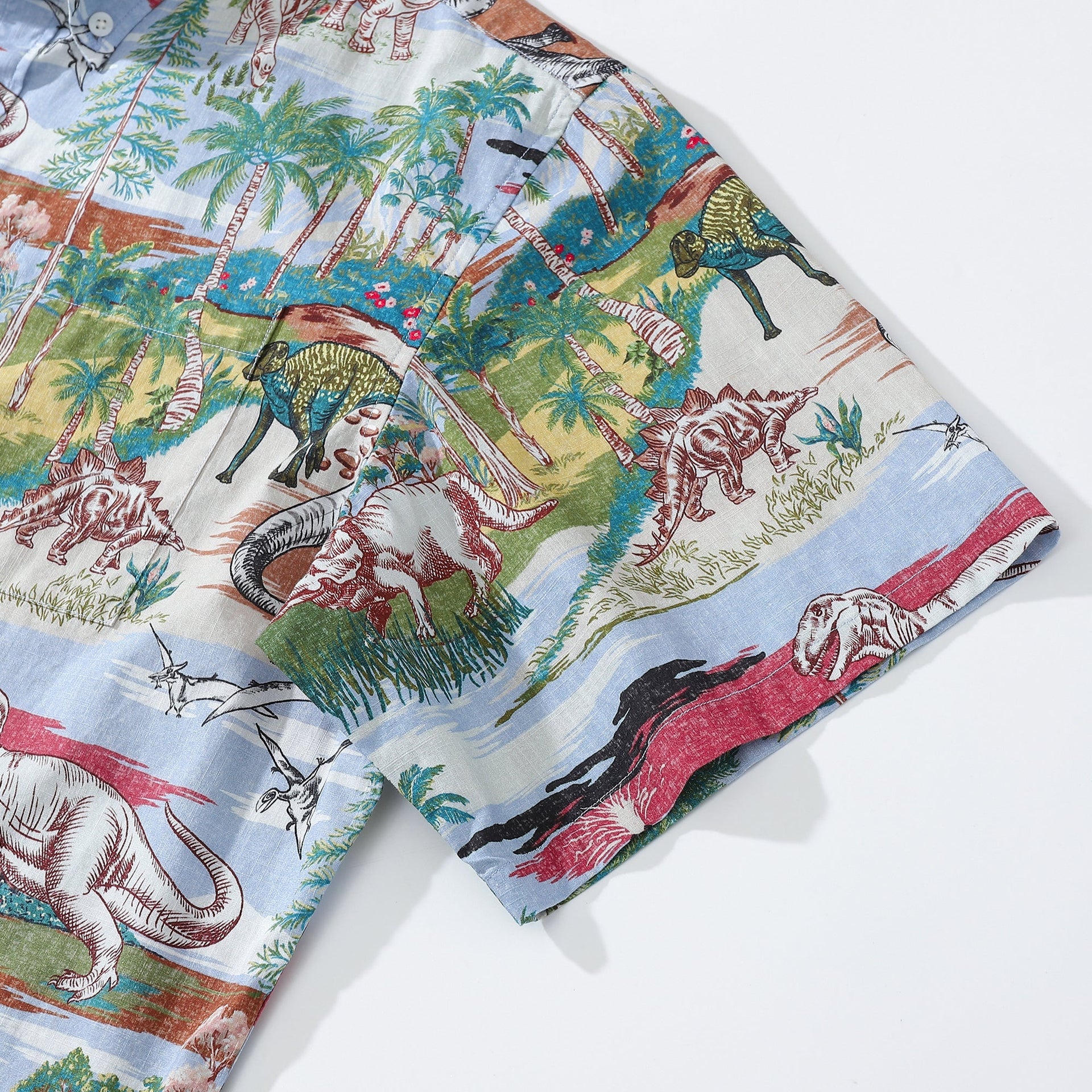 Vintage Cretaceous Dinosaur Print Men's Hawaiian Shirt