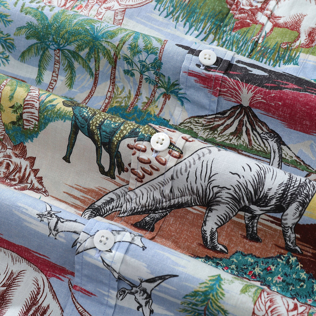 Vintage Cretaceous Dinosaur Print Men's Hawaiian Shirt