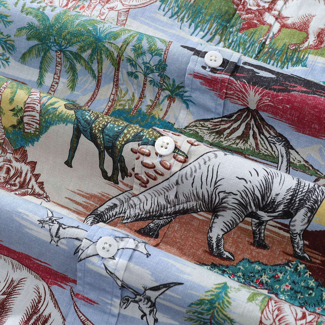 Vintage Cretaceous Dinosaur Print Men's Hawaiian Shirt