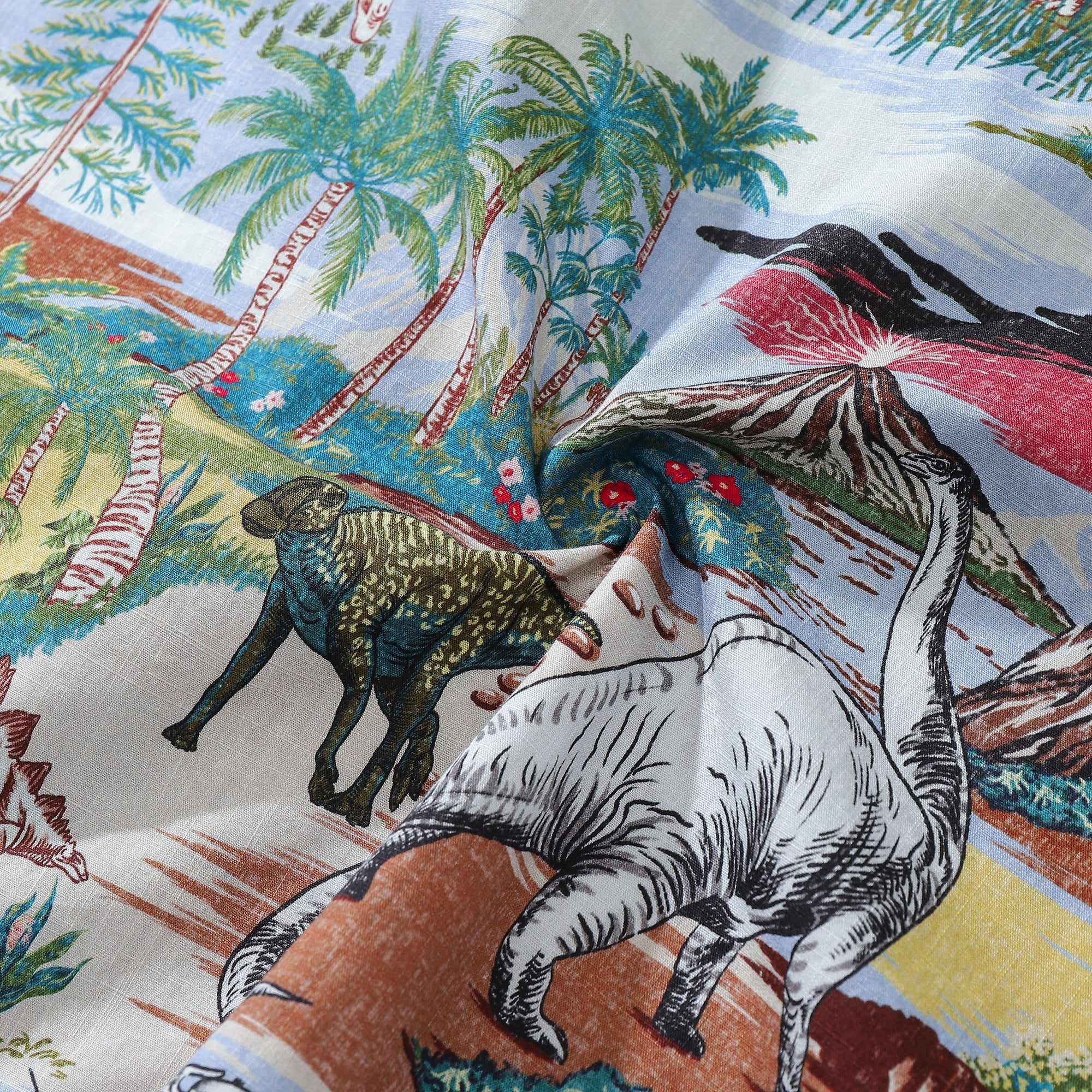 Vintage Cretaceous Dinosaur Print Men's Hawaiian Shirt