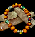 Coconut Palm Wood Bracelet with Malachite & Mixed Stones XL
