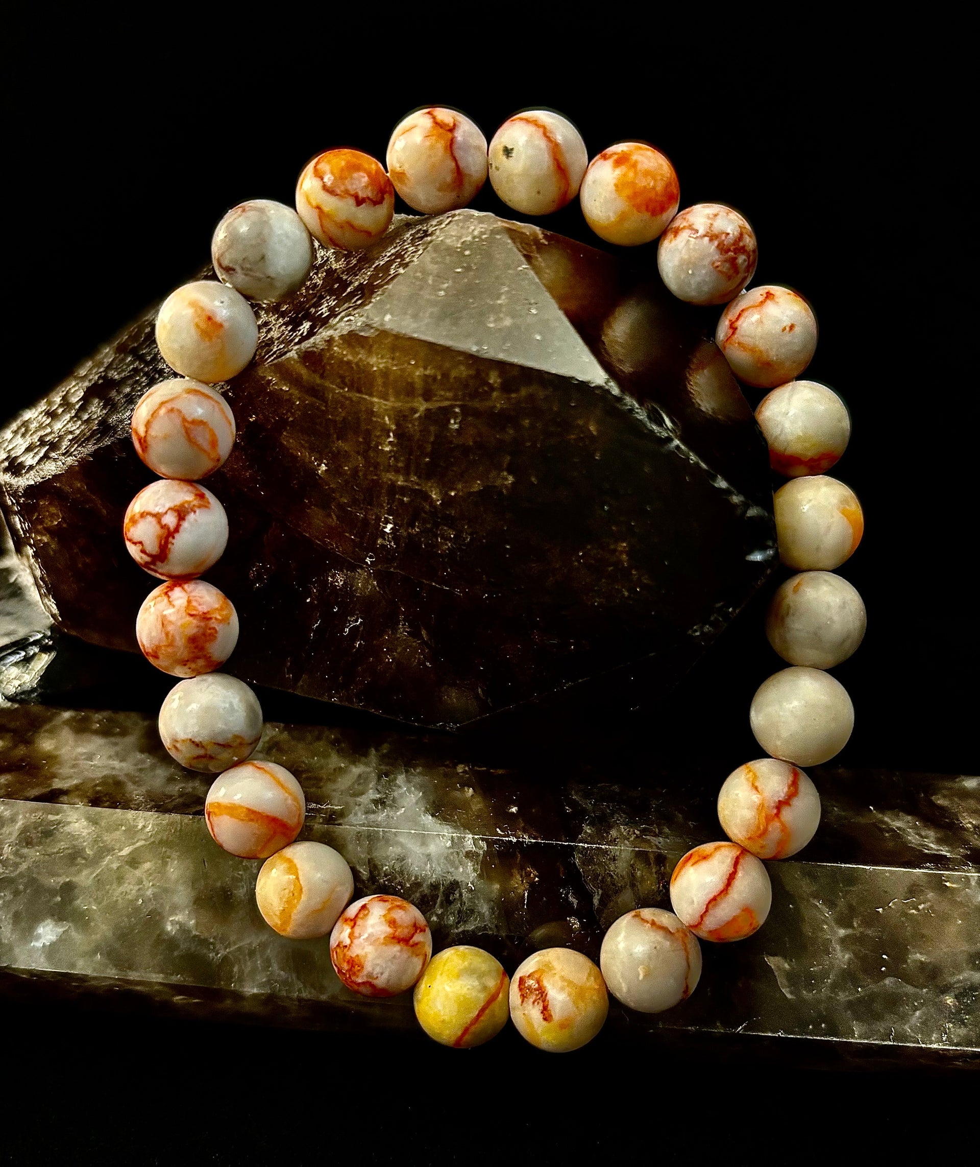 Red Vein Jasper Bracelet — Natural Jasper Healing Stretch Bracelet for Strength & Grounding