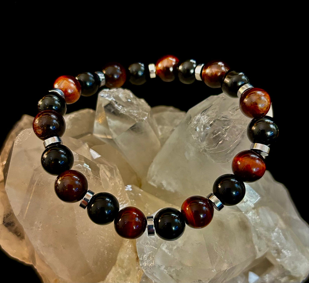 Tiger's Eye & Black Onyx Power Bracelet — Large Wrist