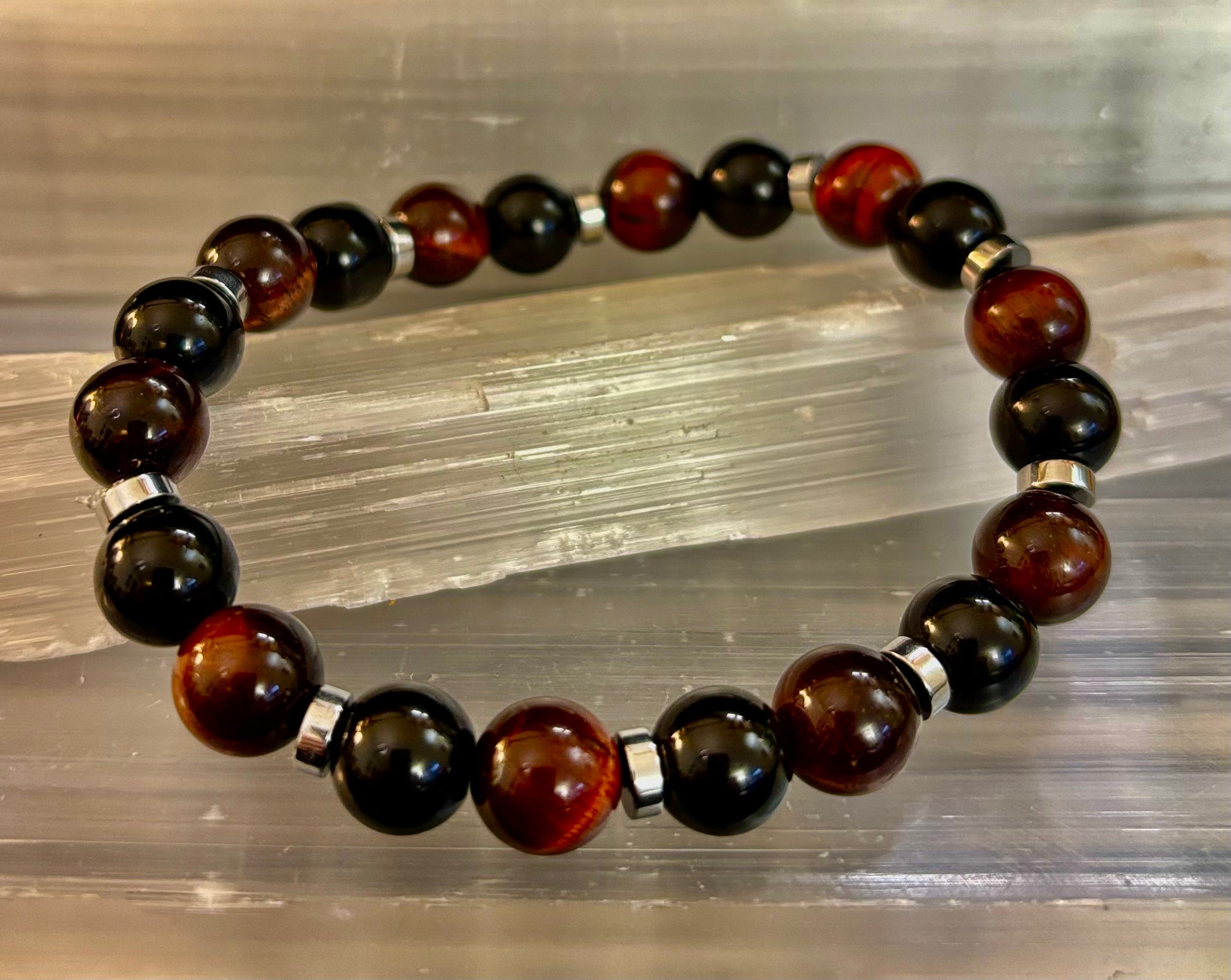 Tiger's Eye & Black Onyx Power Bracelet — Large Wrist