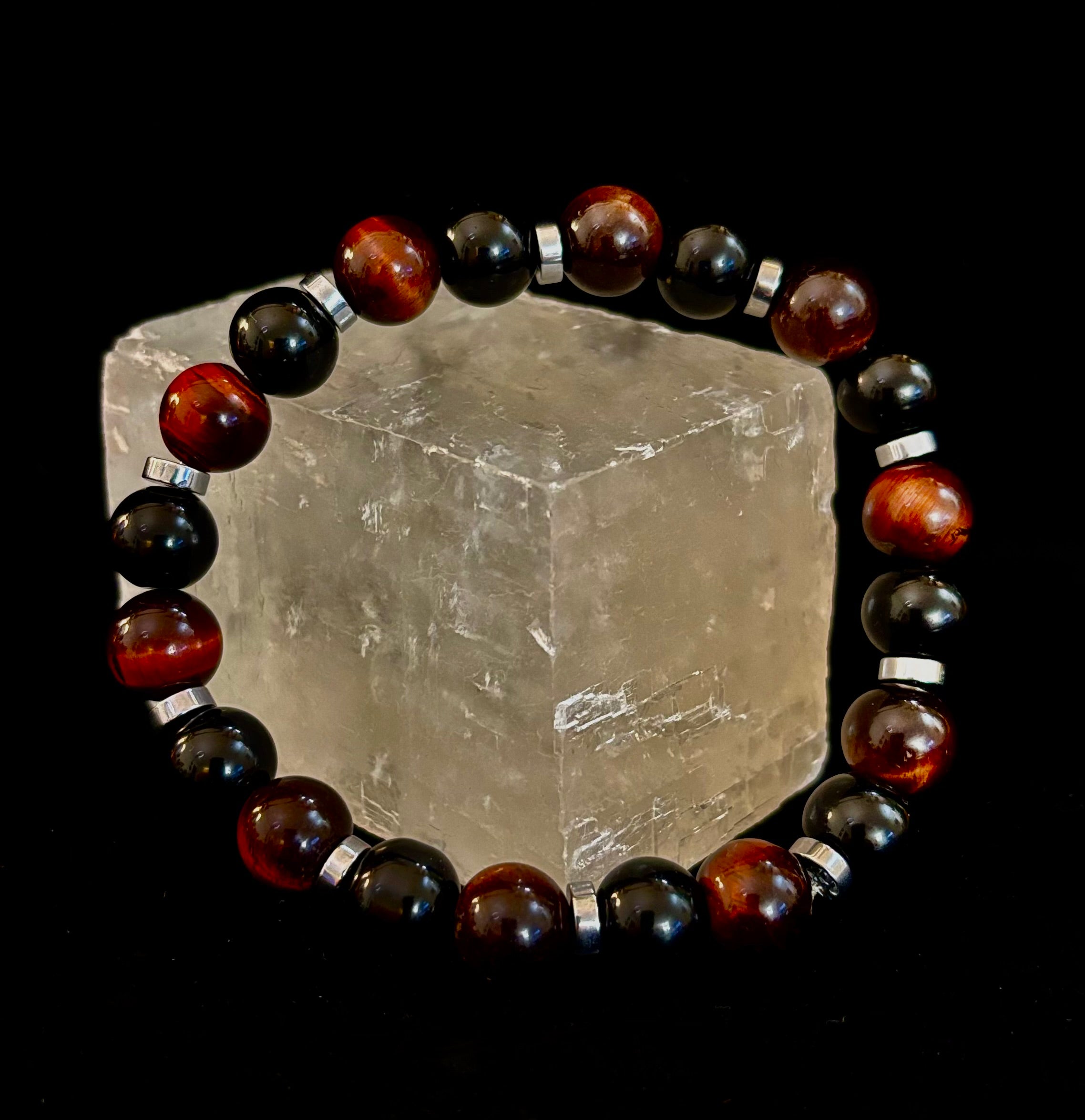 Tiger's Eye & Black Onyx Power Bracelet — Large Wrist