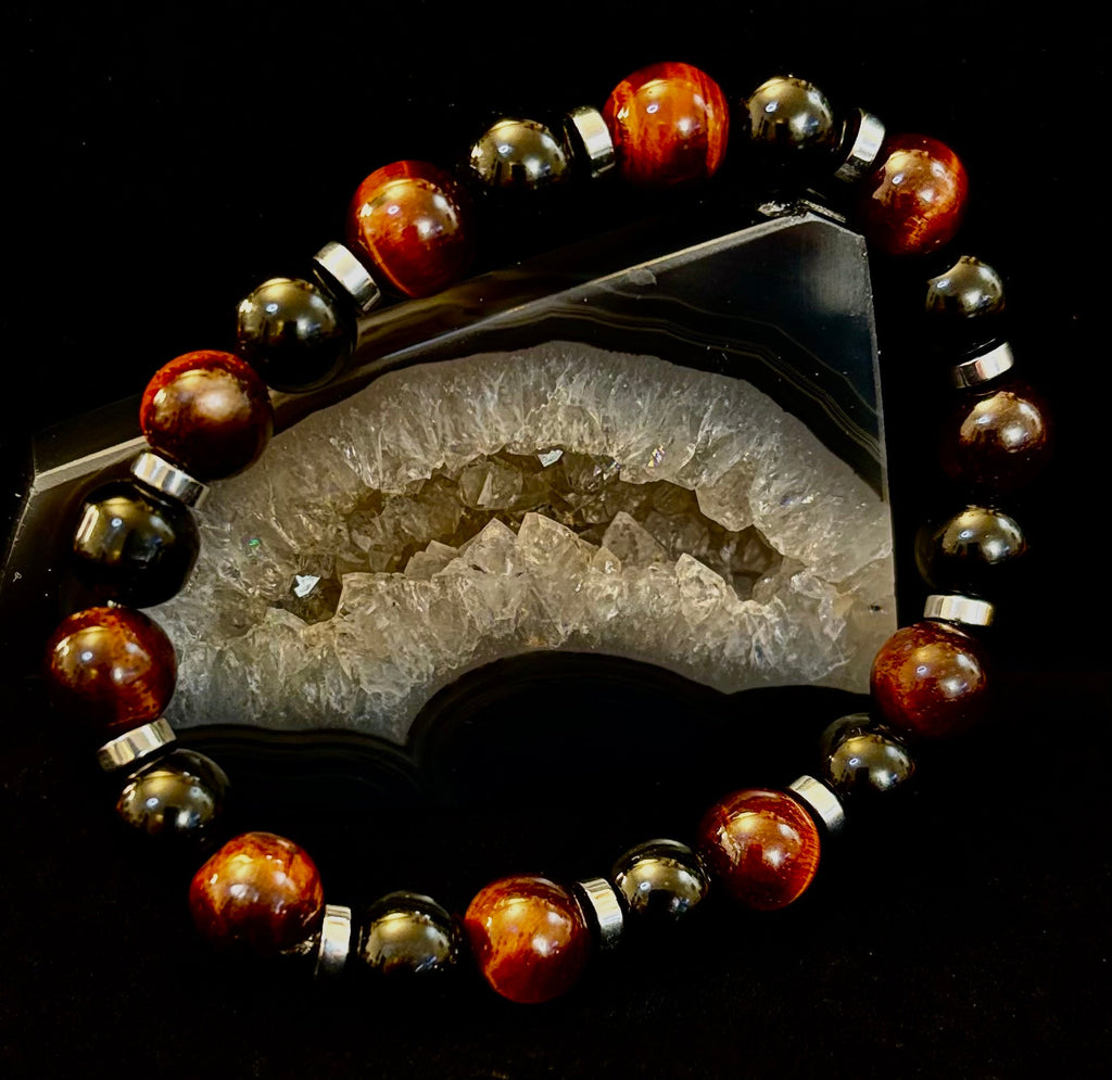 Tiger's Eye & Black Onyx Power Bracelet — Large Wrist