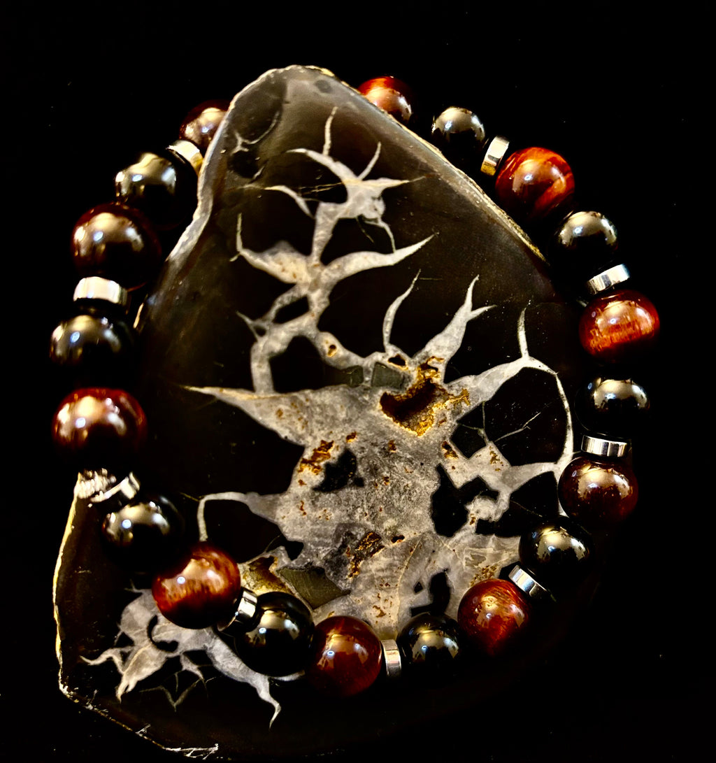 Tiger's Eye & Black Onyx Power Bracelet — Large Wrist