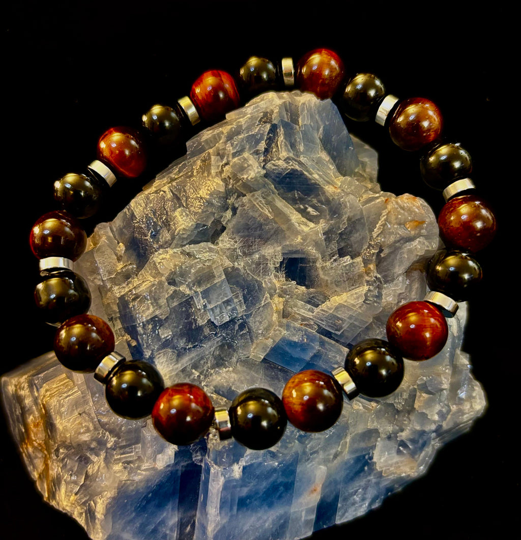 Tiger's Eye & Black Onyx Power Bracelet — Large Wrist