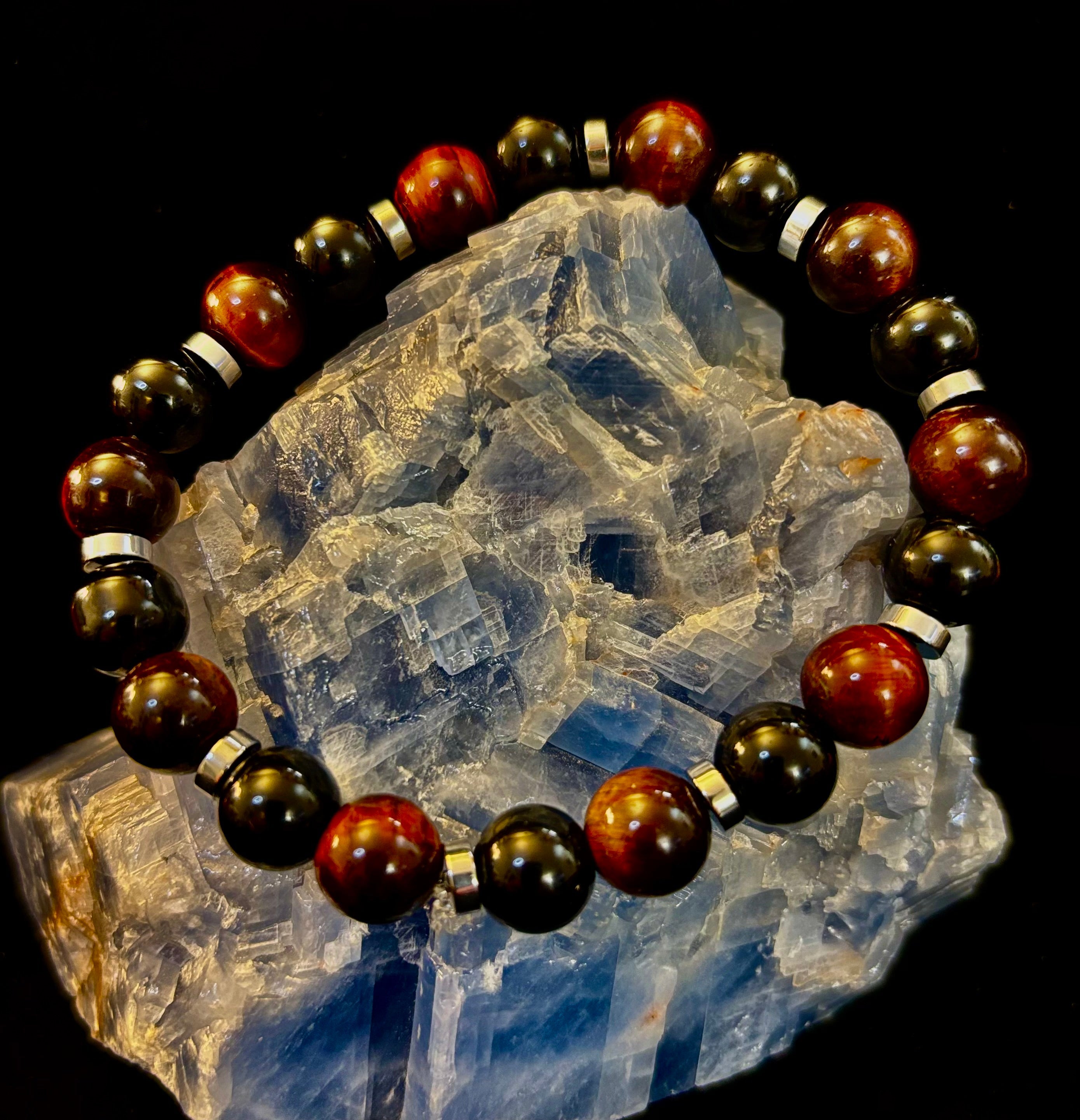 Tiger's Eye & Black Onyx Power Bracelet — Large Wrist