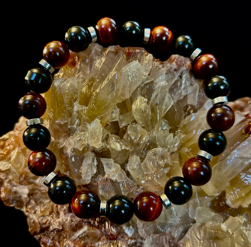 Tiger's Eye & Black Onyx Power Bracelet — Large Wrist