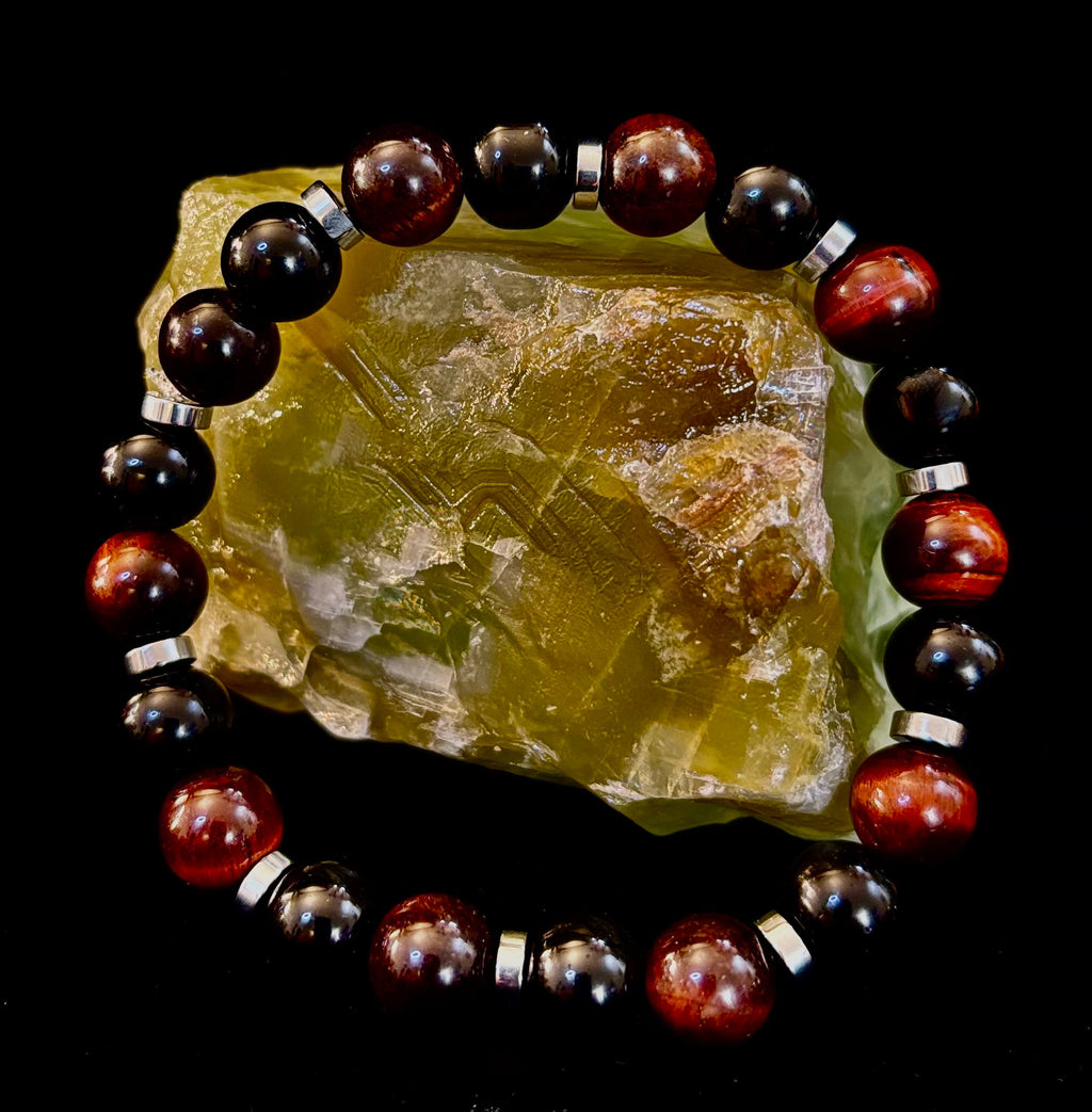 Tiger's Eye & Black Onyx Power Bracelet — Large Wrist