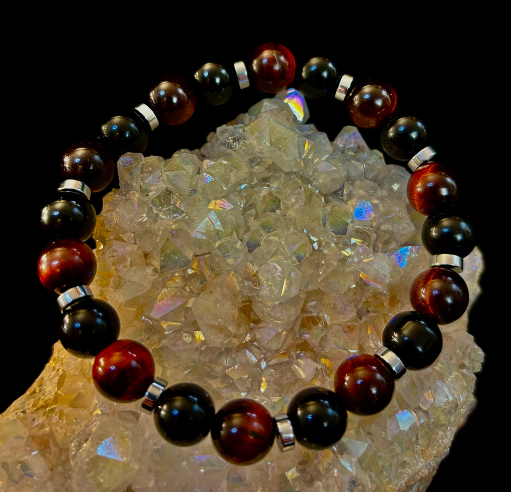 Tiger's Eye & Black Onyx Power Bracelet — Large Wrist