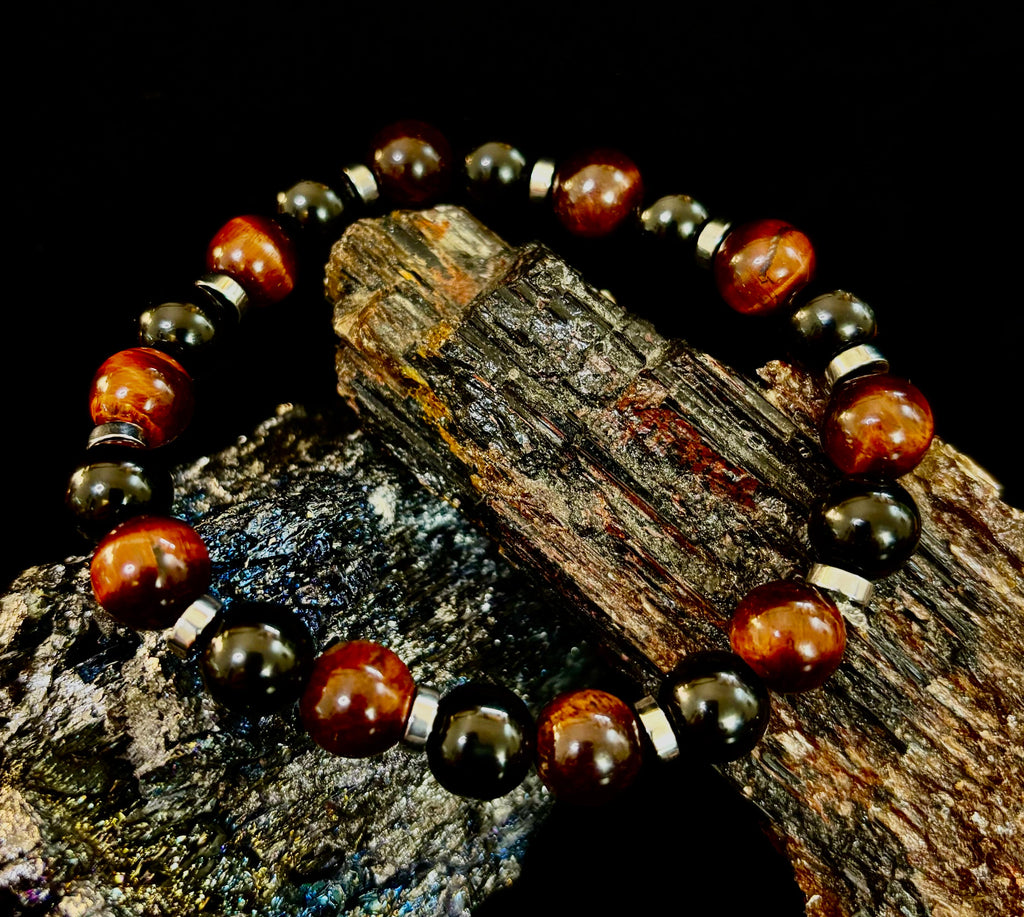 Tiger's Eye & Black Onyx Power Bracelet — Large Wrist