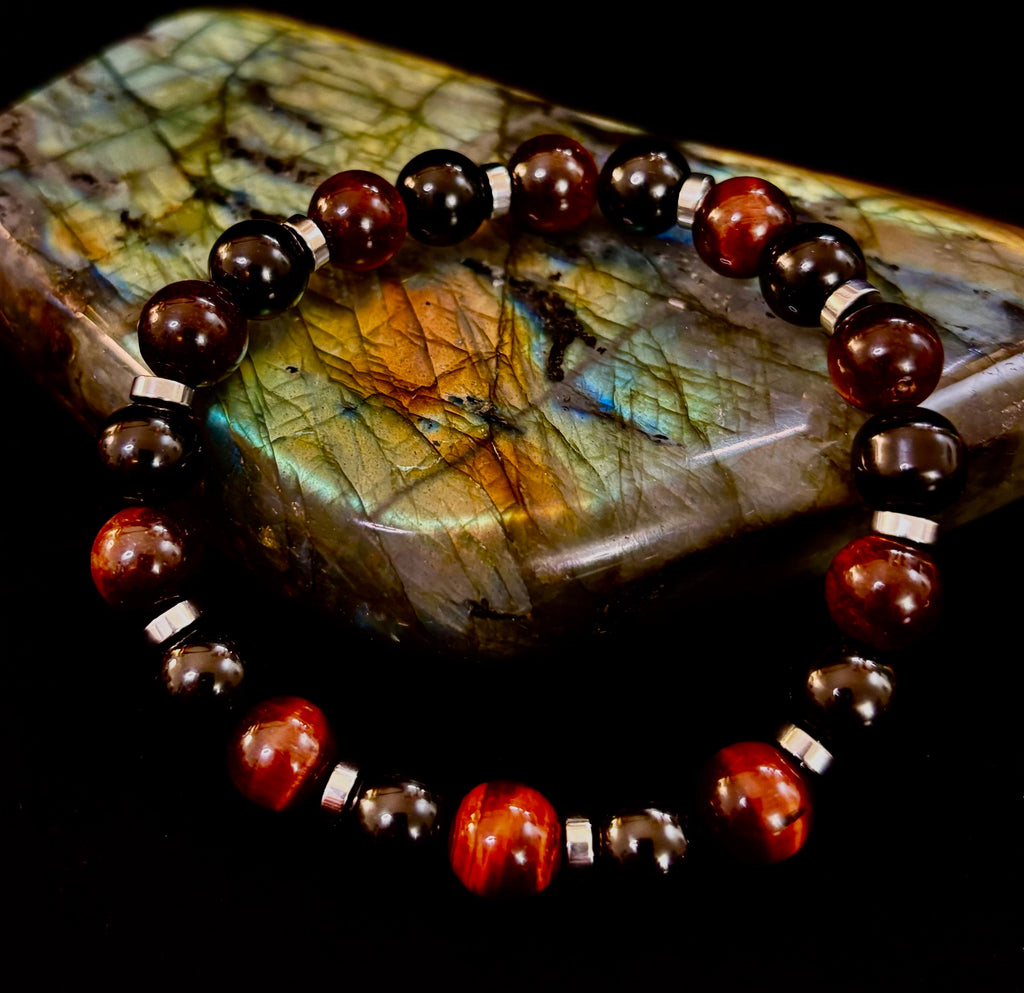 Tiger's Eye & Black Onyx Power Bracelet — Large Wrist