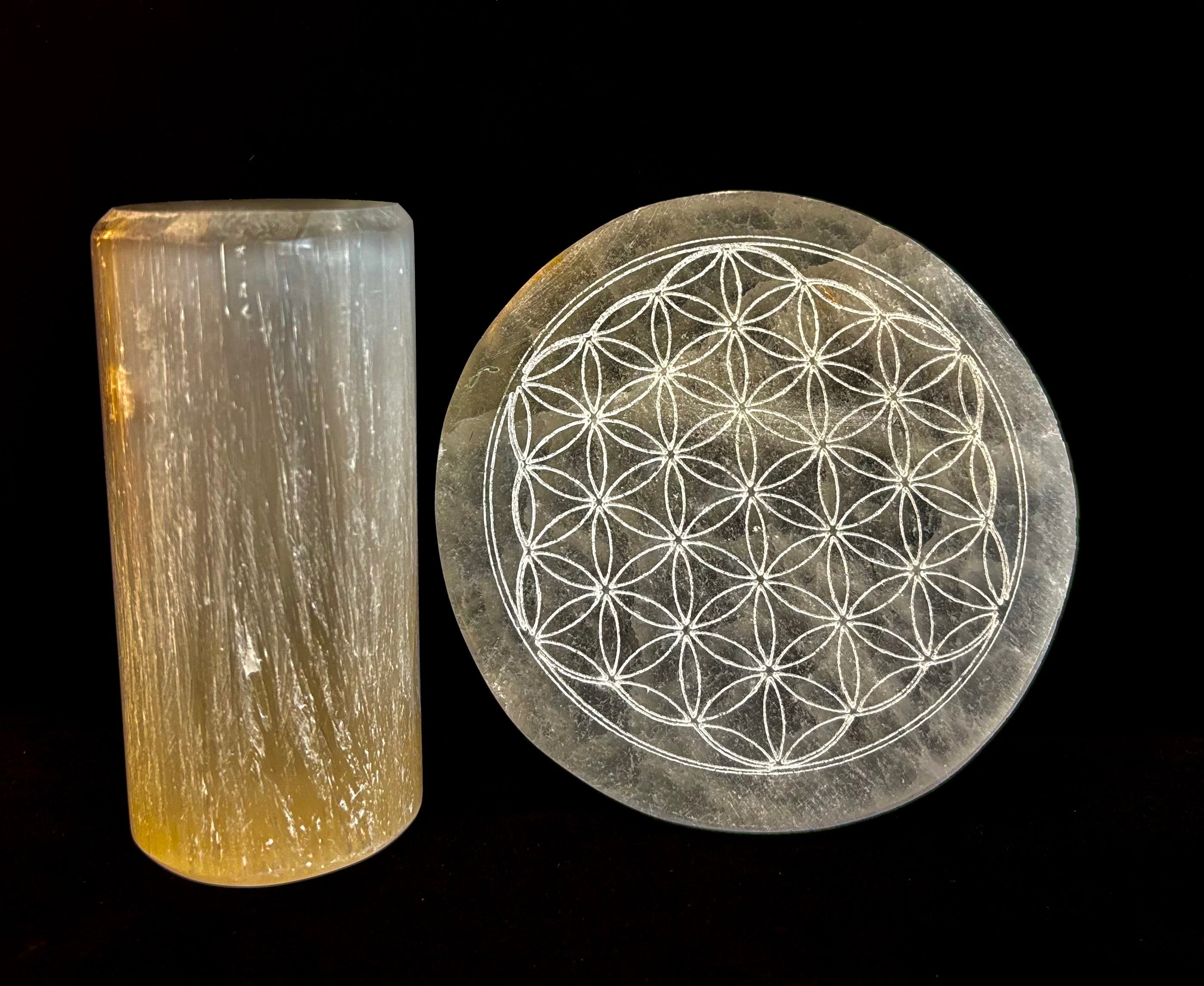 Hand Carved Moroccan Selenite Bracelet Holder & Energy Charging Plate