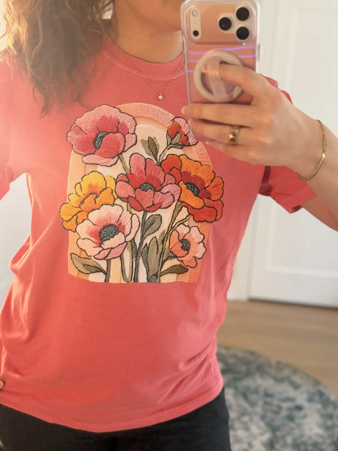 Floral Bouquet Faux Texture Patchwork Comfort Colors Tee
