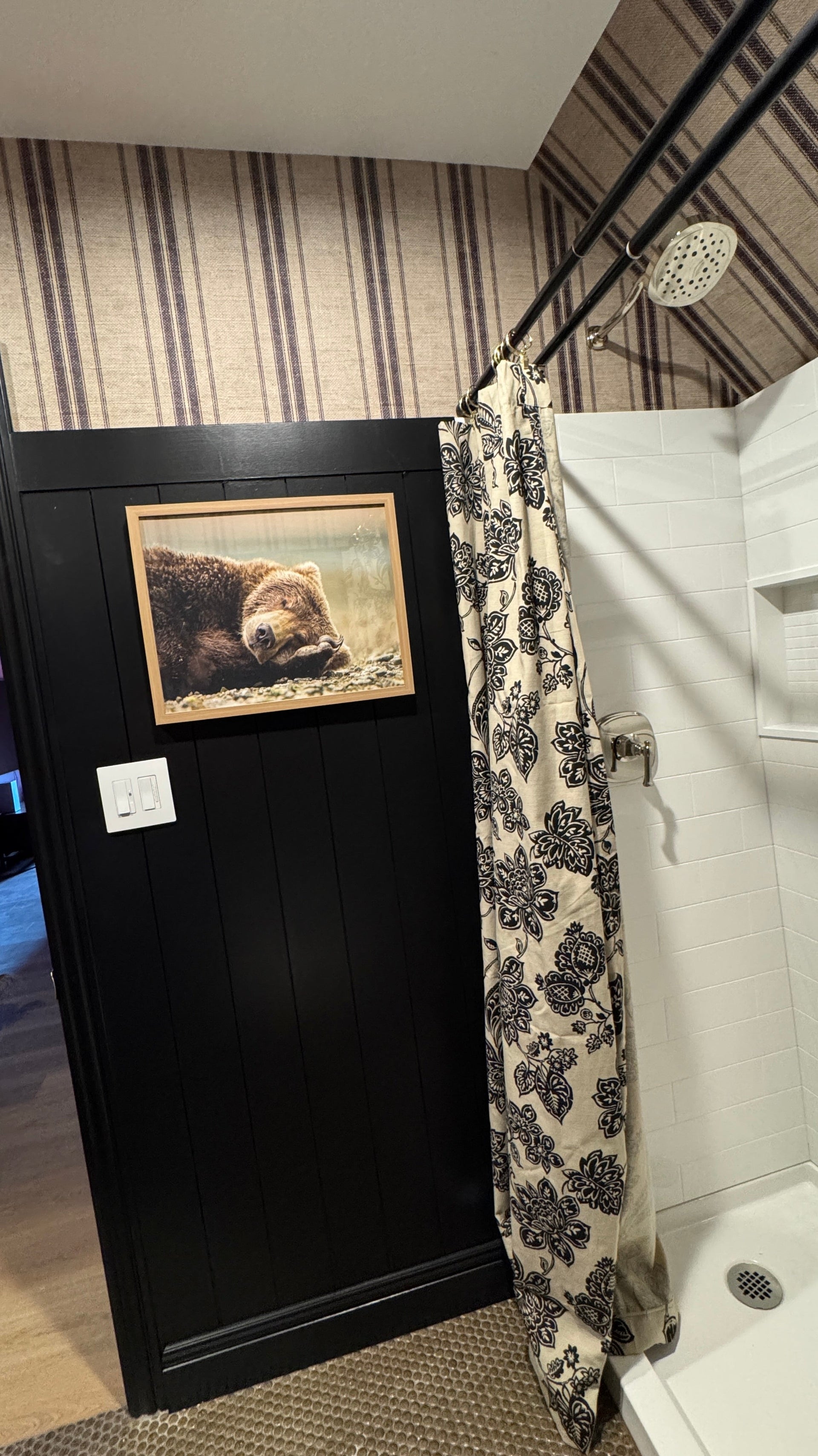 Carter Striped Removable Wallpaper in Beige and Dark Brown