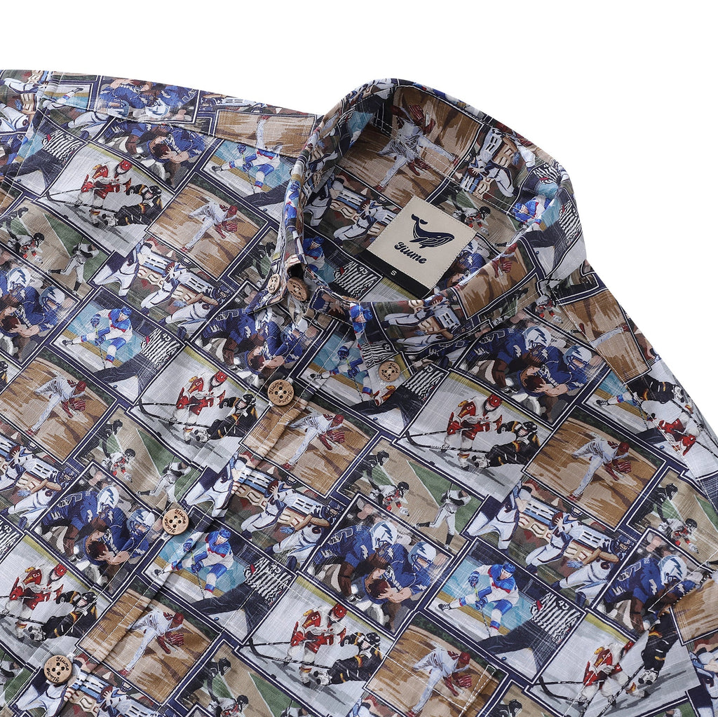 Men's Team Sports Print Cotton Button-Down Aloha Shirt