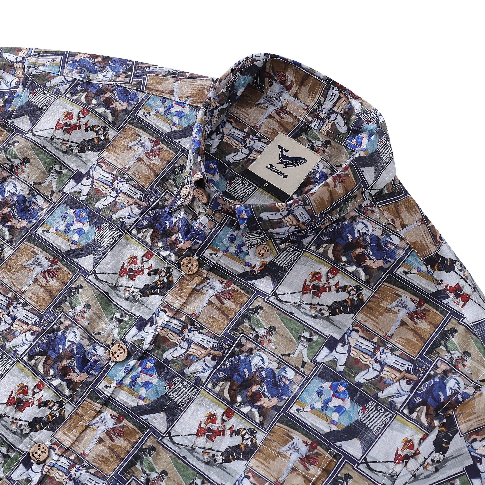 Men's Team Sports Print Cotton Button-Down Aloha Shirt