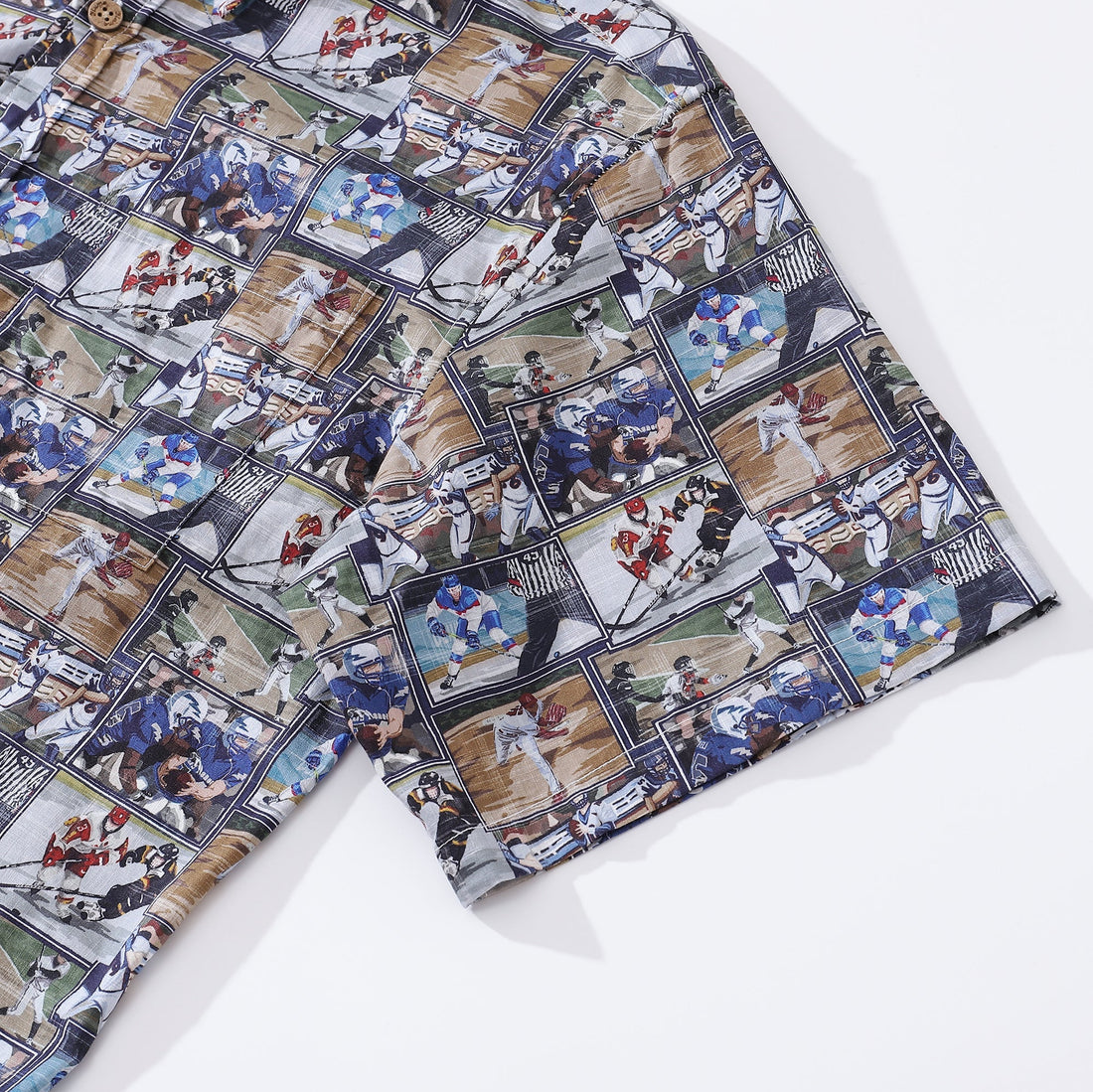 Men's Team Sports Print Cotton Button-Down Aloha Shirt
