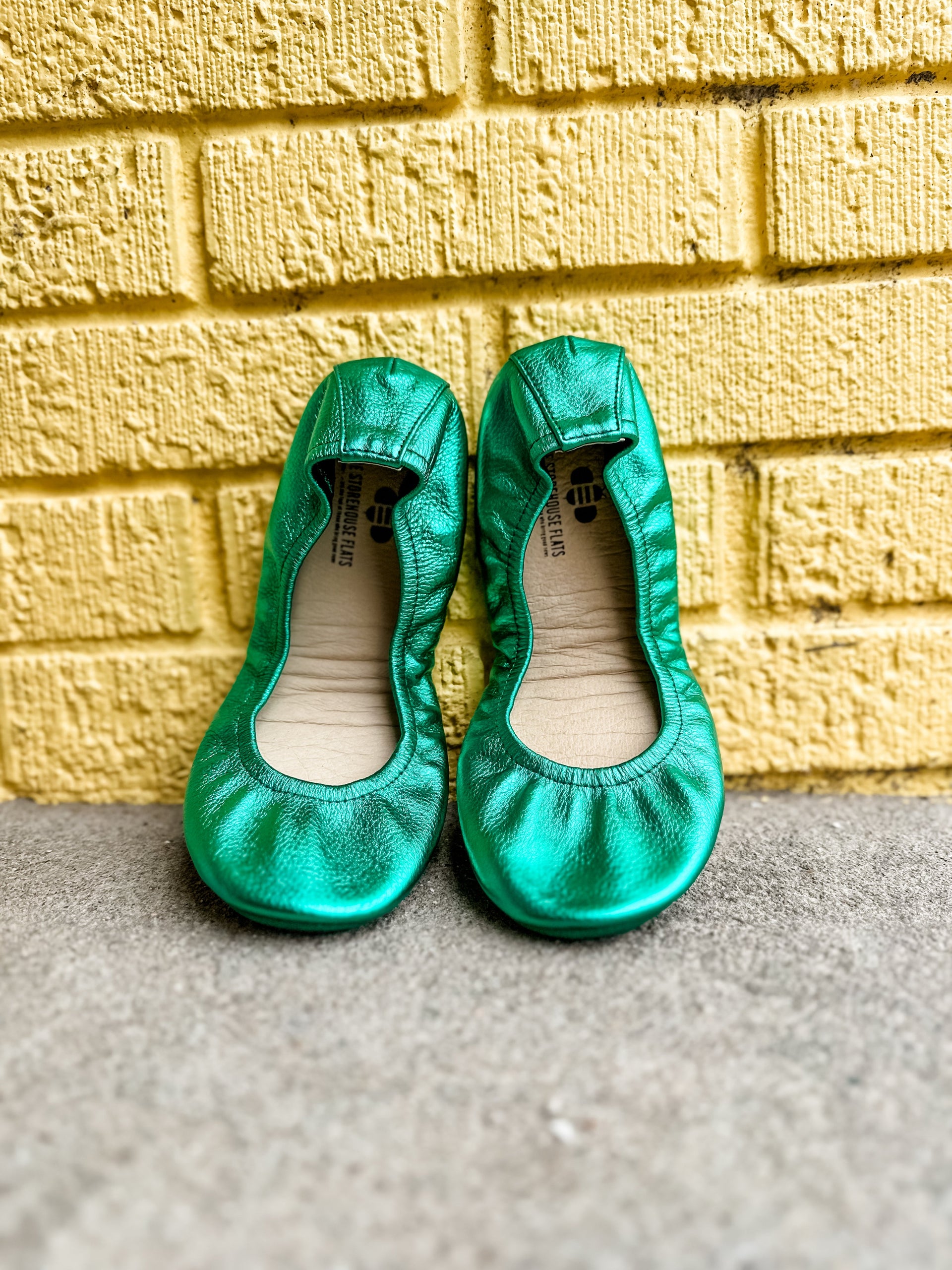 Women's Emerald Foil Ballet Flats Comfortable Slip-On Shoes - Image 2