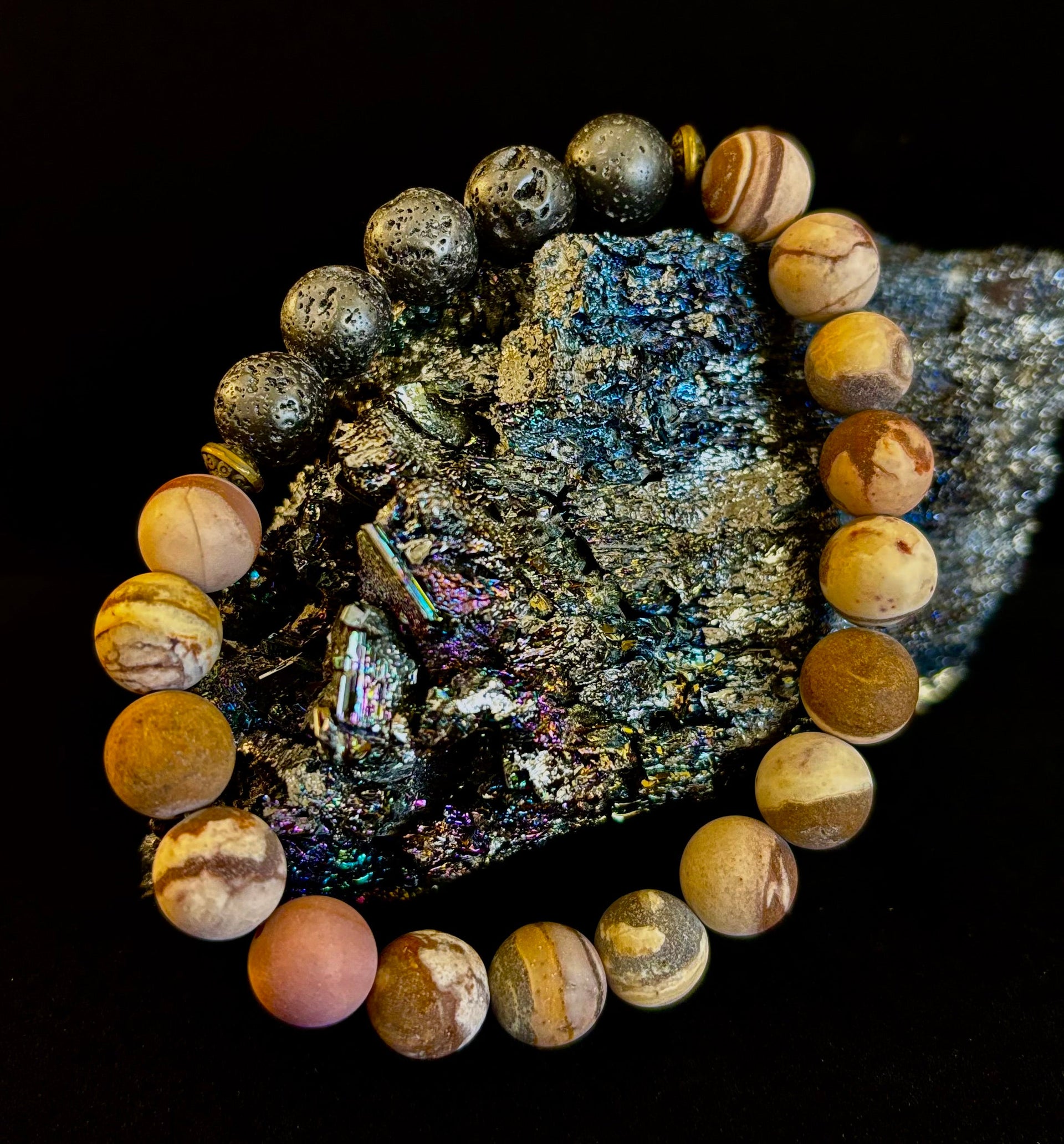 Matte Brown Zebra Jasper Lava Rock Diffuser Bracelet