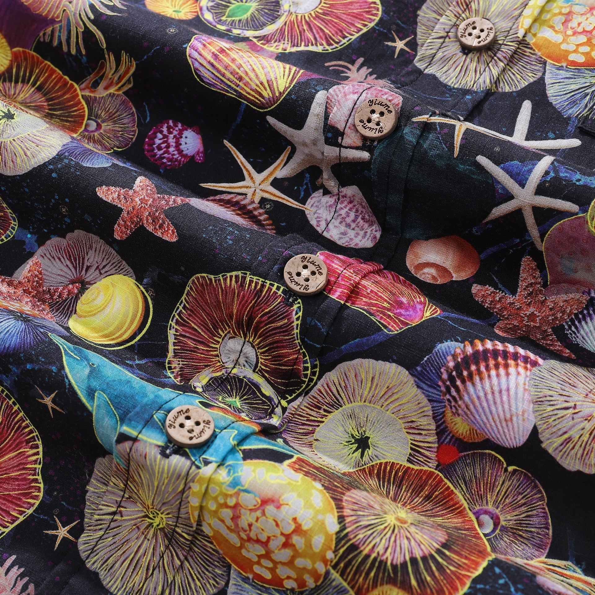 Men's Coral Reef Print Hawaiian Shirt - Cotton Short Sleeve