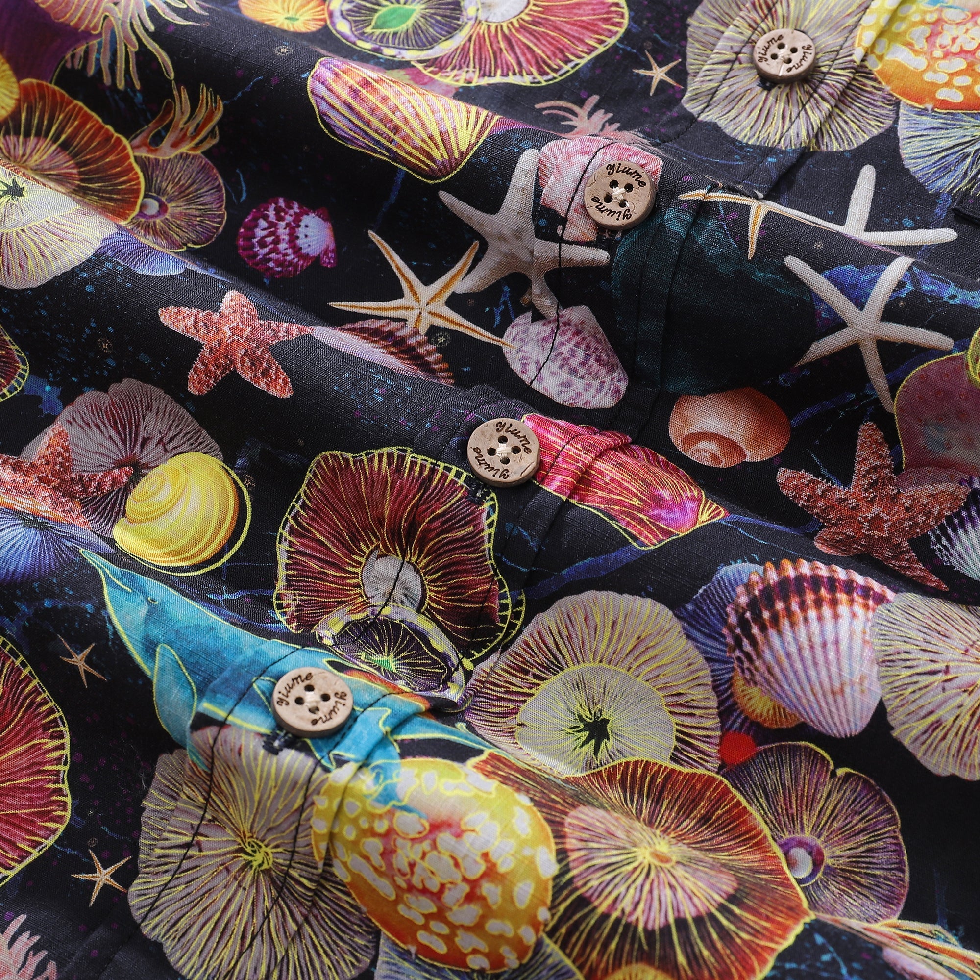 Men's Coral Reef Print Hawaiian Shirt - Cotton Short Sleeve