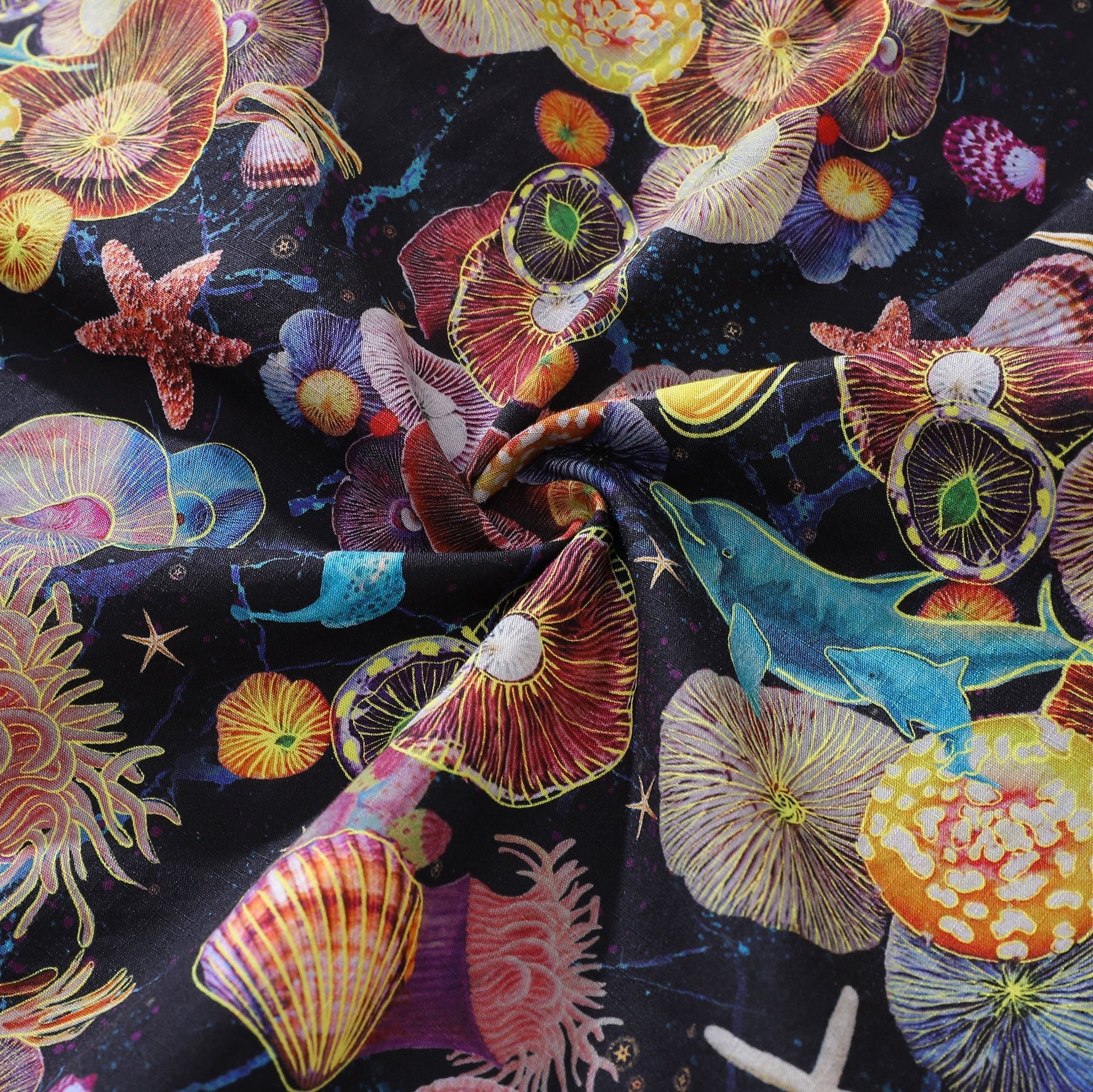 Men's Coral Reef Print Hawaiian Shirt - Cotton Short Sleeve