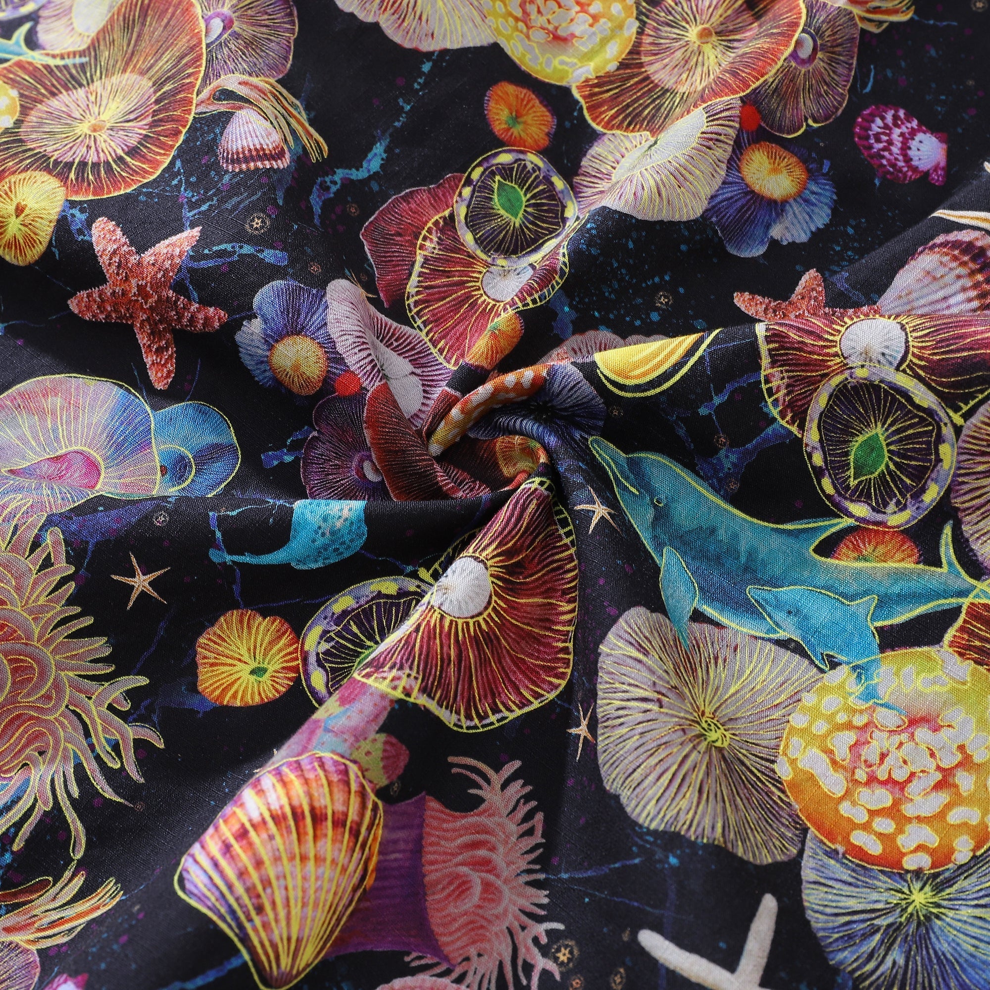 Men's Coral Reef Print Hawaiian Shirt - Cotton Short Sleeve