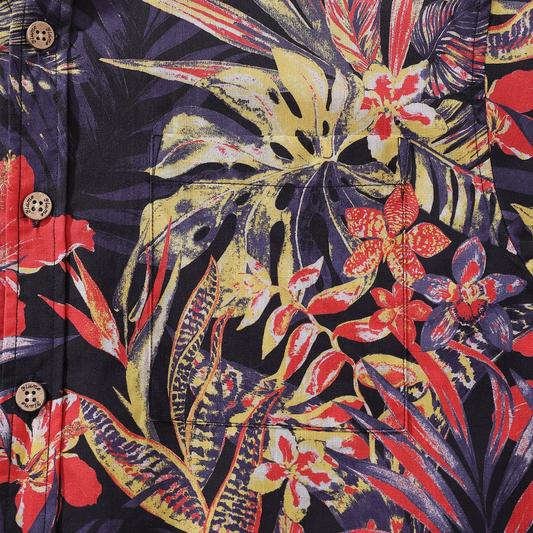 Men's Tropical Floral Night Print Cotton Aloha Shirt