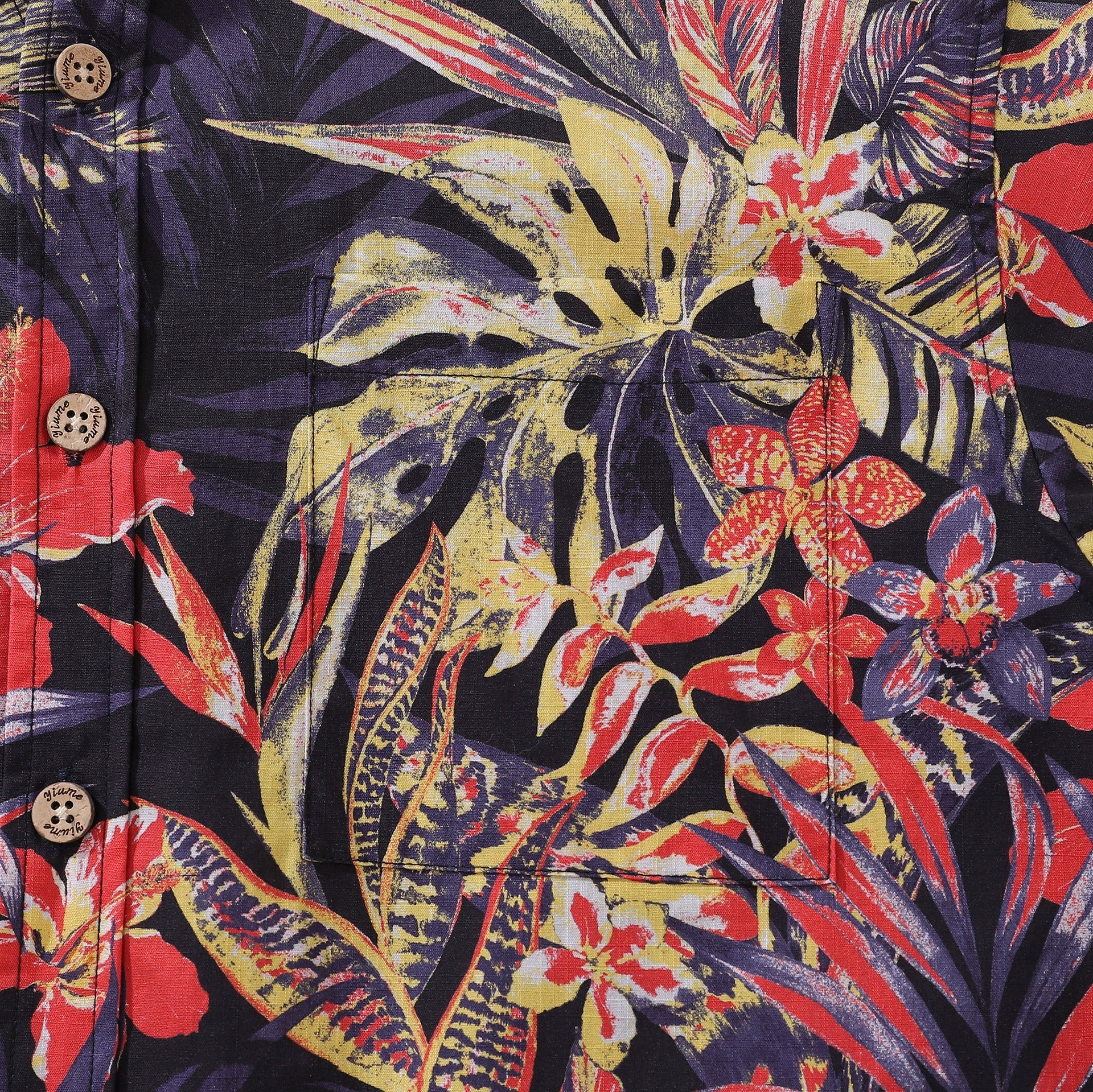 Men's Tropical Floral Night Print Cotton Aloha Shirt