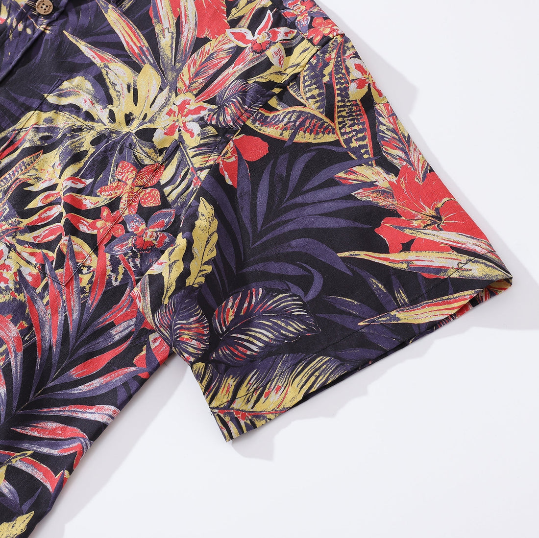 Men's Tropical Floral Night Print Cotton Aloha Shirt