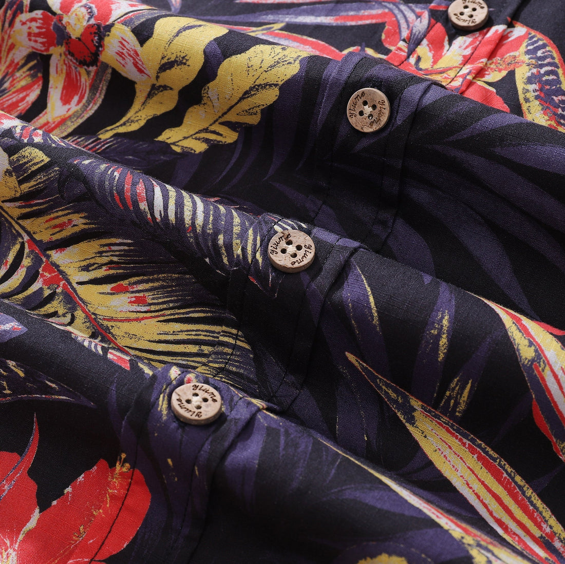 Men's Tropical Floral Night Print Cotton Aloha Shirt