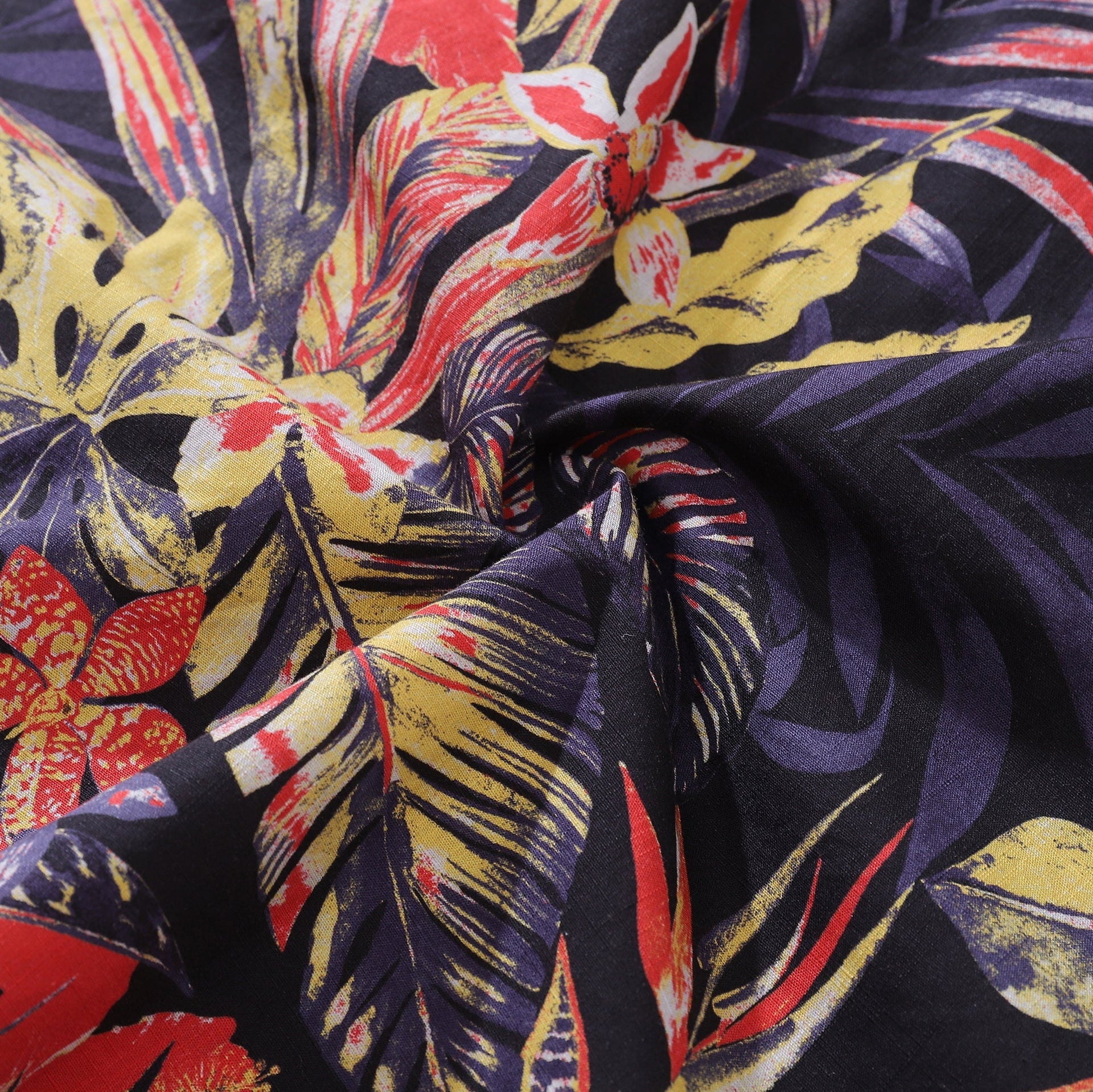 Men's Tropical Floral Night Print Cotton Aloha Shirt