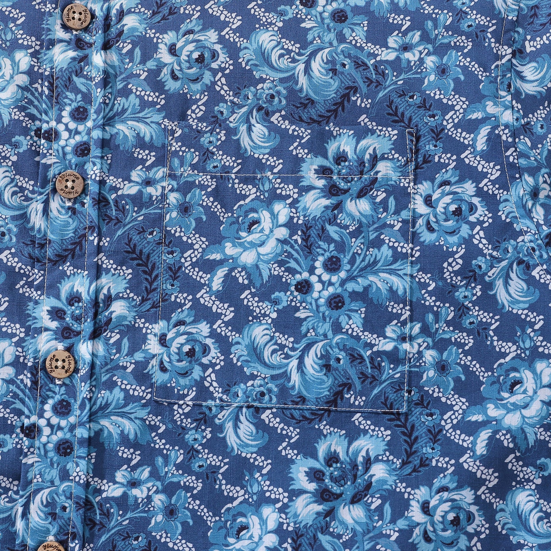 Men's Azure Blossoms Hawaiian Shirt Short Sleeve Cotton Button-Down