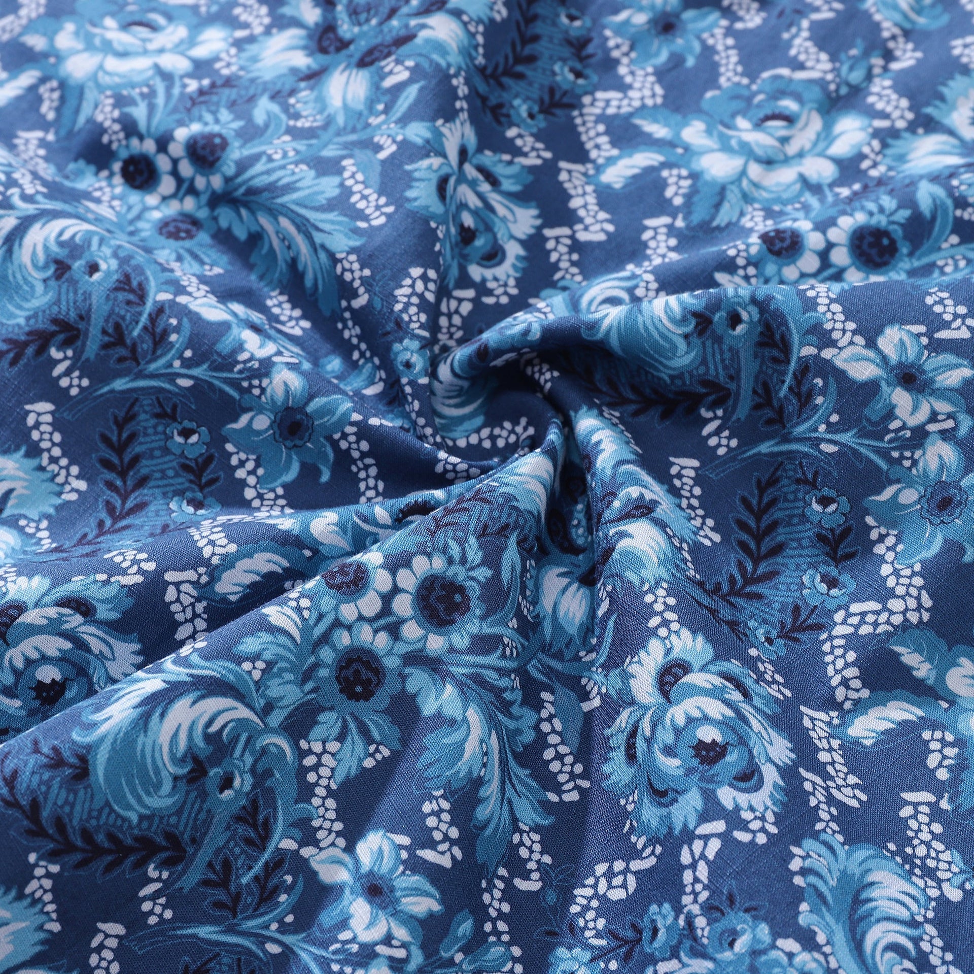Men's Azure Blossoms Hawaiian Shirt Short Sleeve Cotton Button-Down