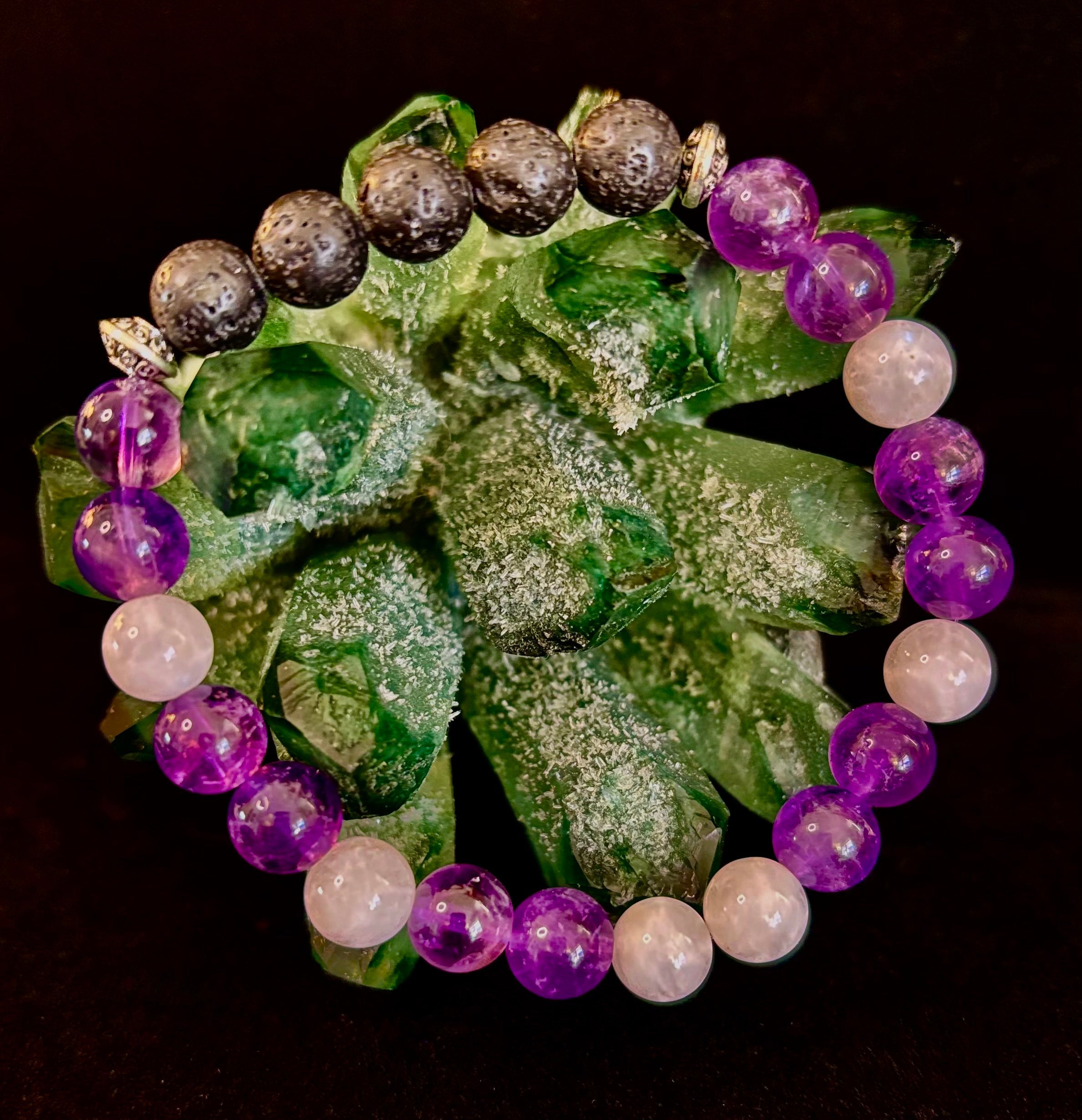 Amethyst and Moonstone Aromatherapy Diffuser Bracelet