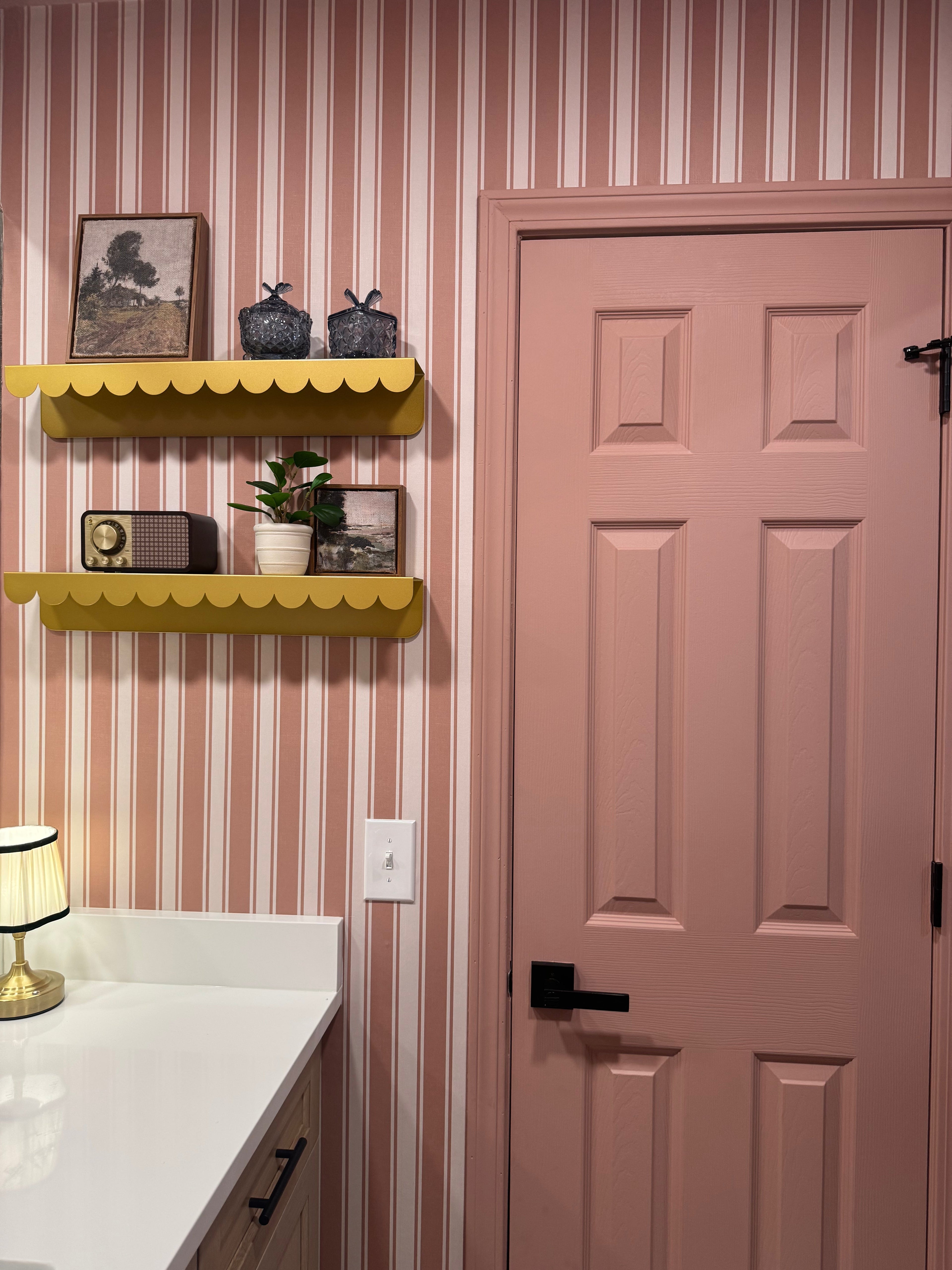 Abilene Striped Removable Wallpaper in Dusty-Rose & Cream