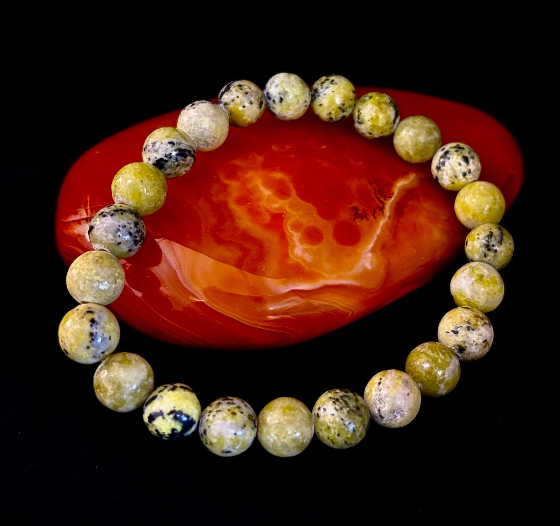 Yellow Turquoise Gemstone Energy Bracelet 8mm Natural Bead - Image 12