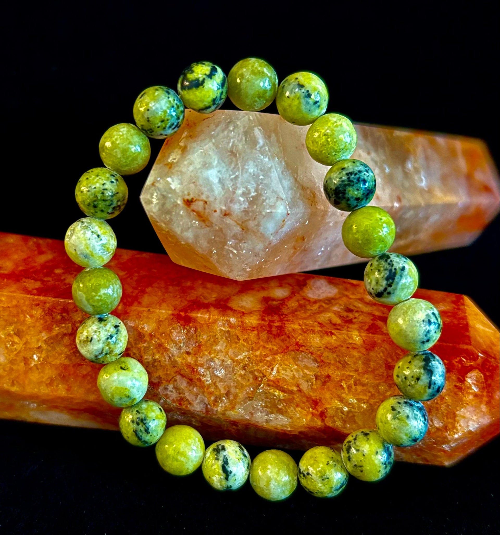 Yellow Turquoise Gemstone Energy Bracelet 8mm Natural Bead - Image 4