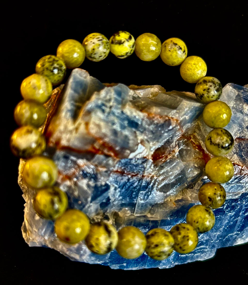 Yellow Turquoise Gemstone Energy Bracelet 8mm Natural Bead - Image 2
